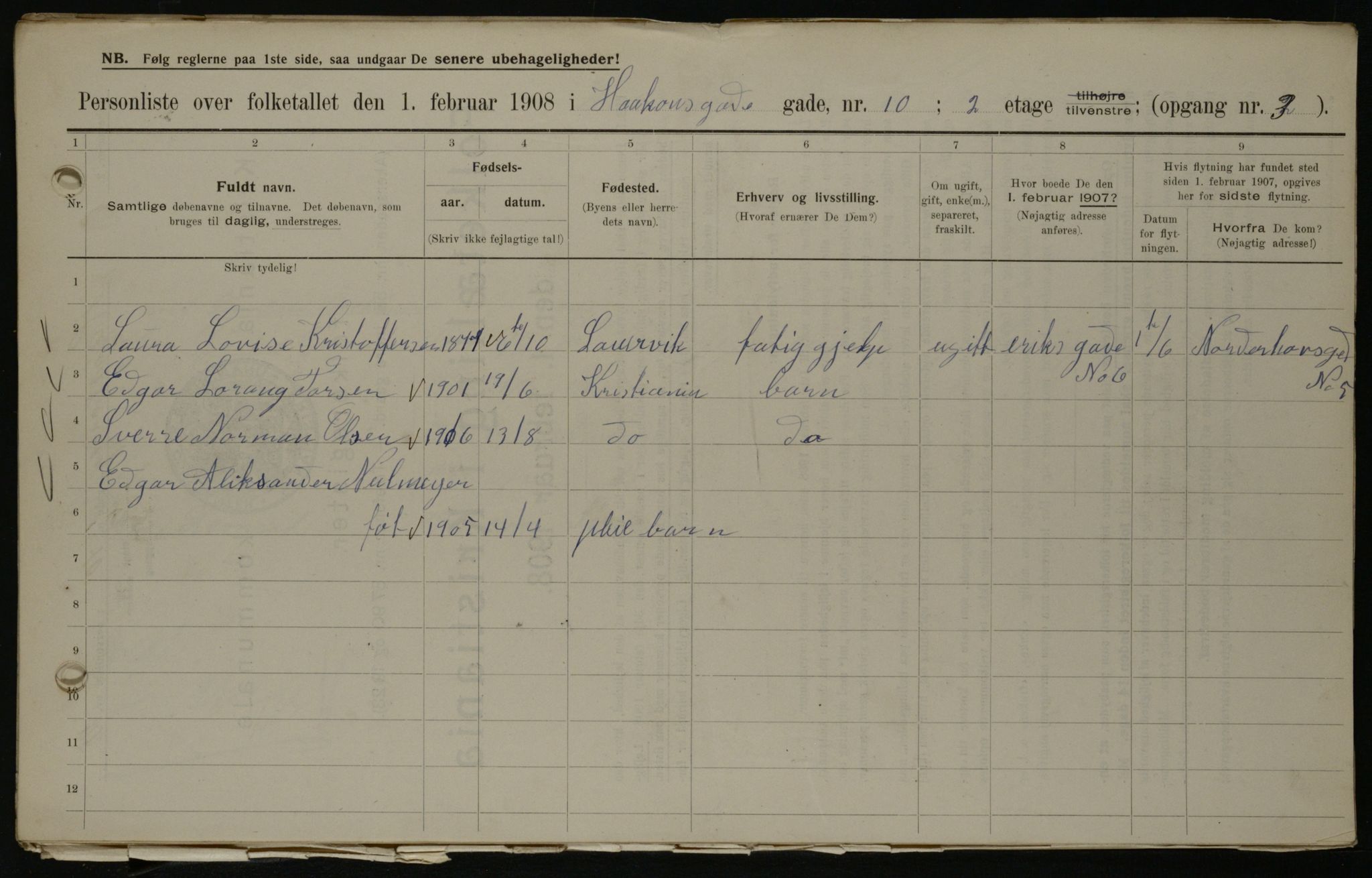 OBA, Municipal Census 1908 for Kristiania, 1908, p. 38446