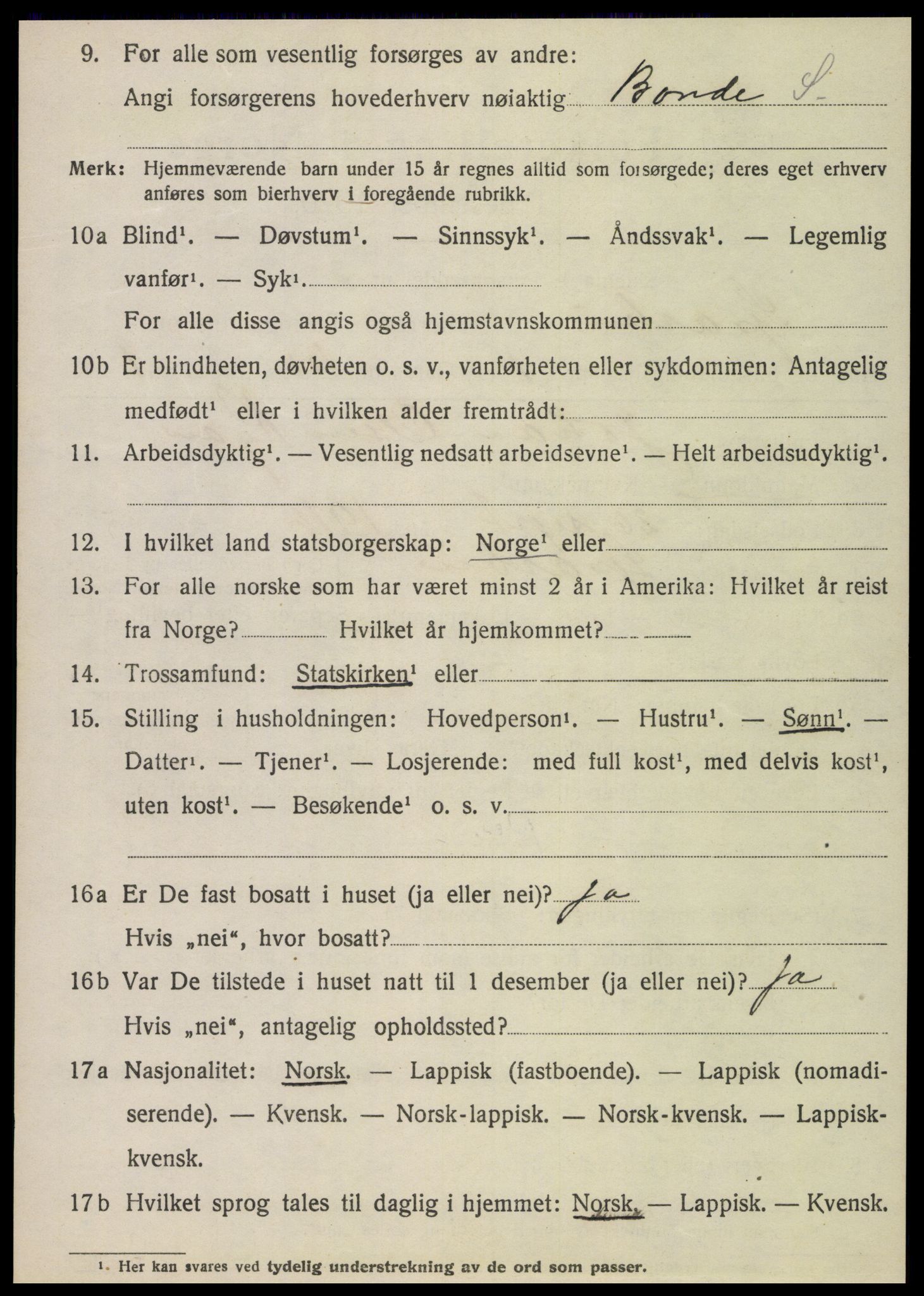 SAT, 1920 census for Sparbu, 1920, p. 6194