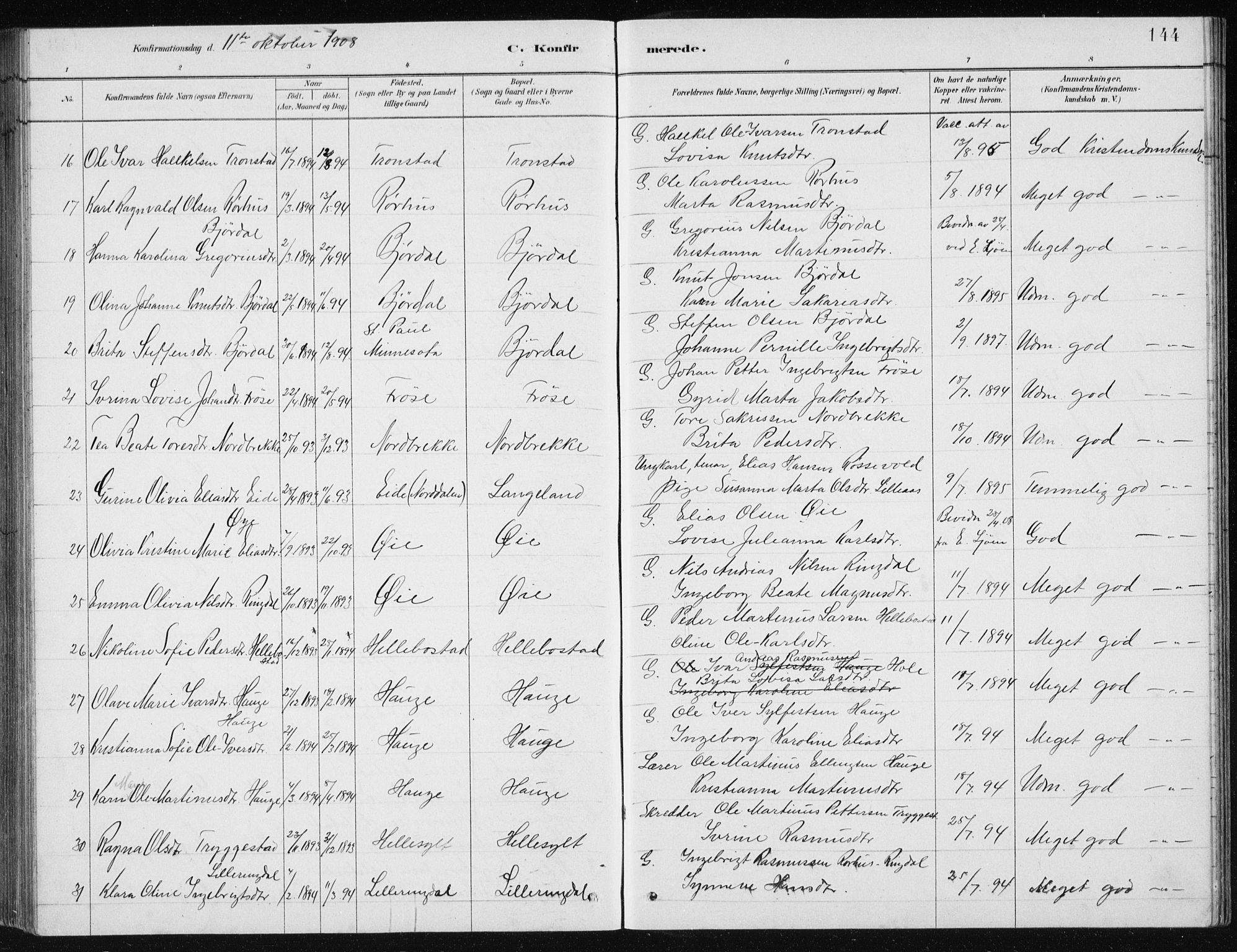 Ministerialprotokoller, klokkerbøker og fødselsregistre - Møre og Romsdal, AV/SAT-A-1454/517/L0230: Parish register (copy) no. 517C03, 1879-1912, p. 144