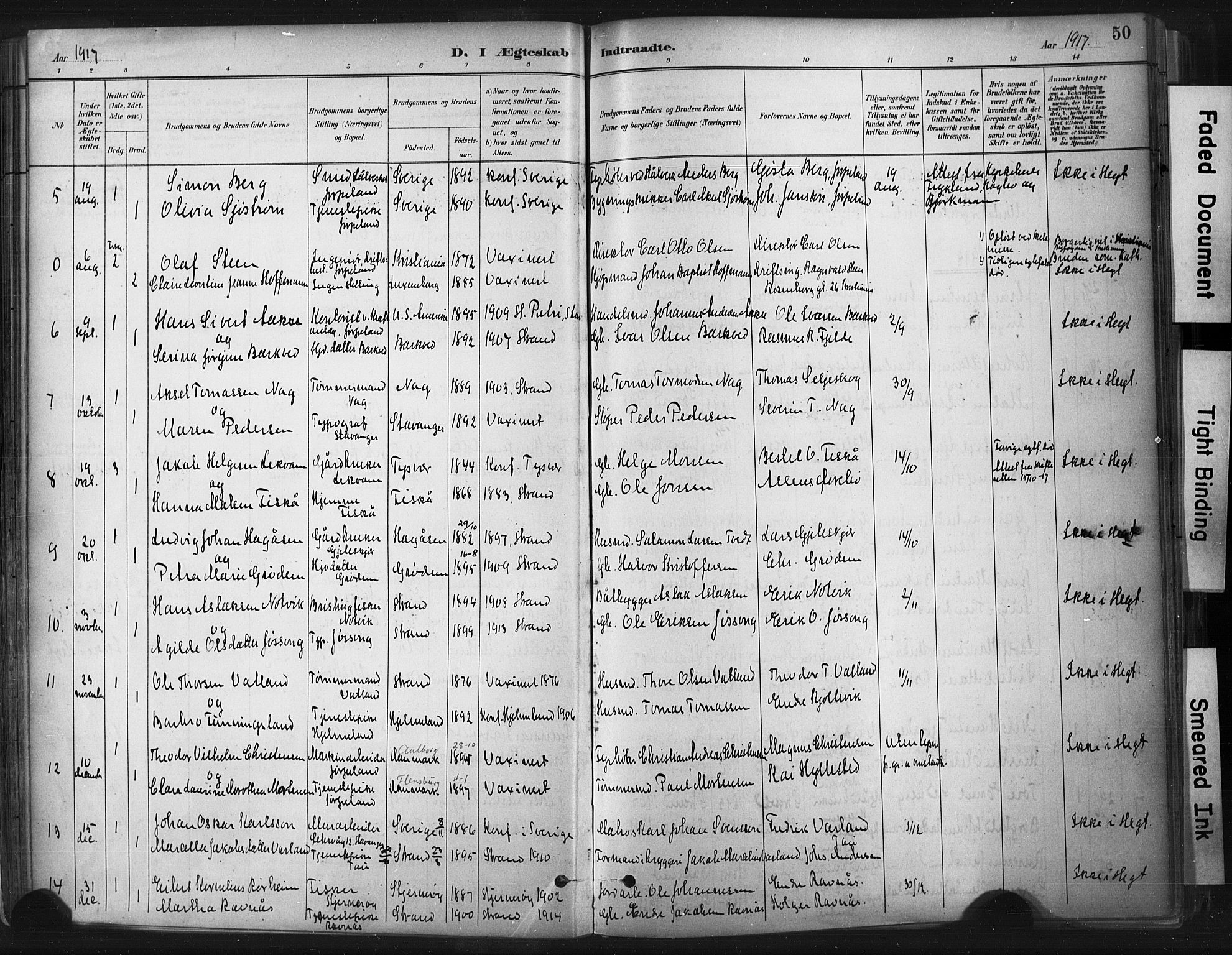 Strand sokneprestkontor, AV/SAST-A-101828/H/Ha/Haa/L0010: Parish register (official) no. A 10, 1882-1929, p. 50