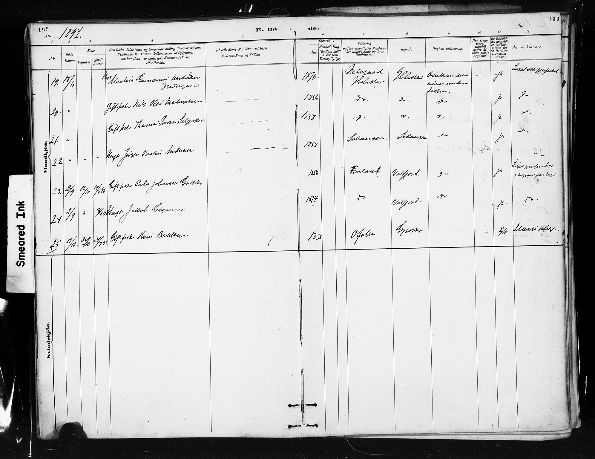 Måsøy sokneprestkontor, SATØ/S-1348/H/Ha/L0005kirke: Parish register (official) no. 5, 1892-1902, p. 199