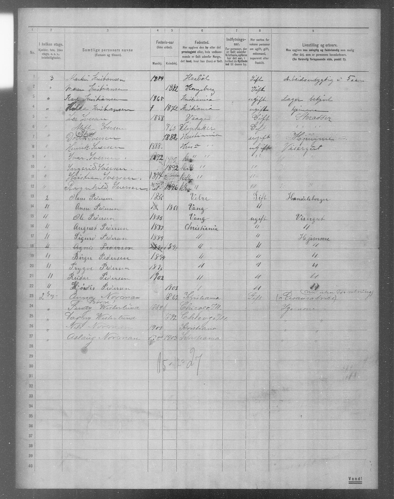 OBA, Municipal Census 1904 for Kristiania, 1904, p. 11630