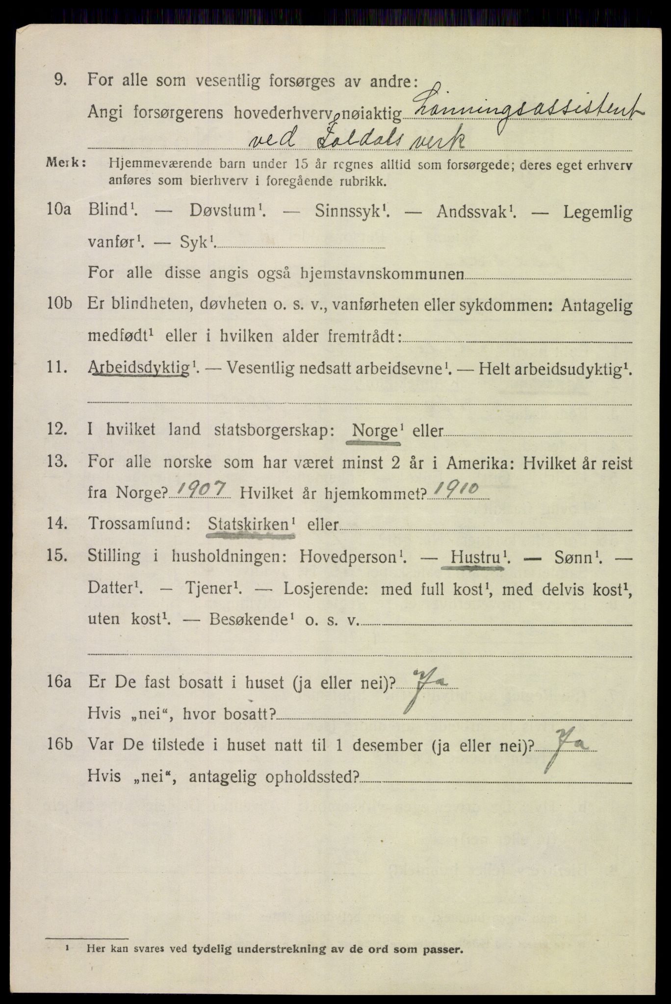 SAH, 1920 census for Folldal, 1920, p. 3136