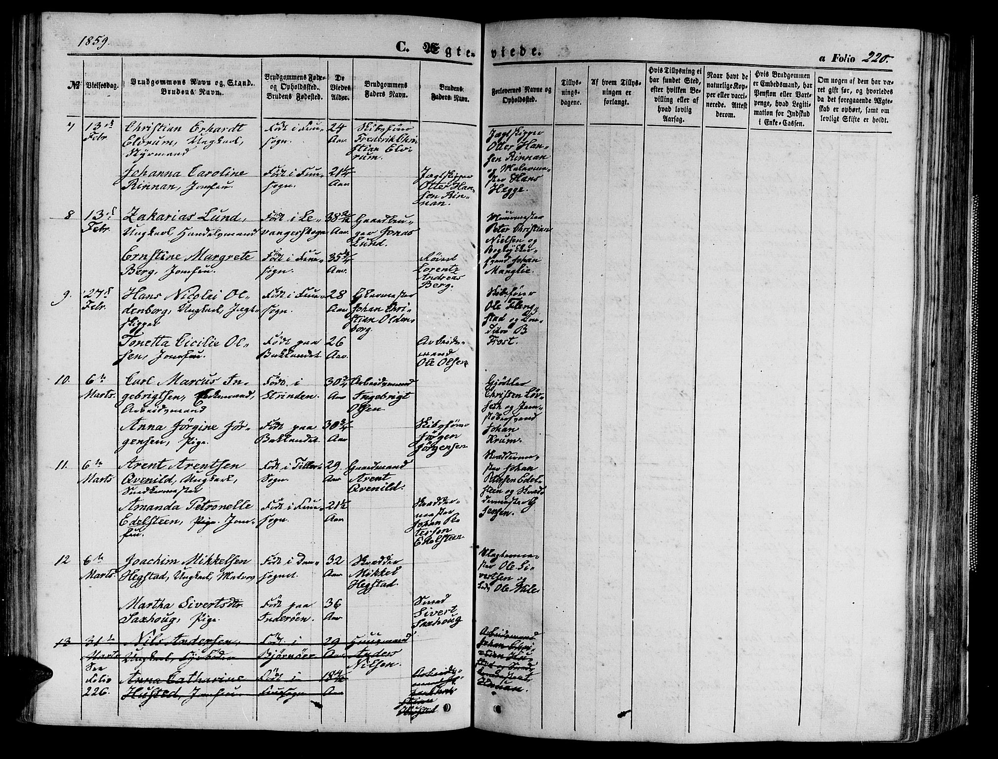 Ministerialprotokoller, klokkerbøker og fødselsregistre - Sør-Trøndelag, SAT/A-1456/602/L0139: Parish register (copy) no. 602C07, 1859-1864, p. 220