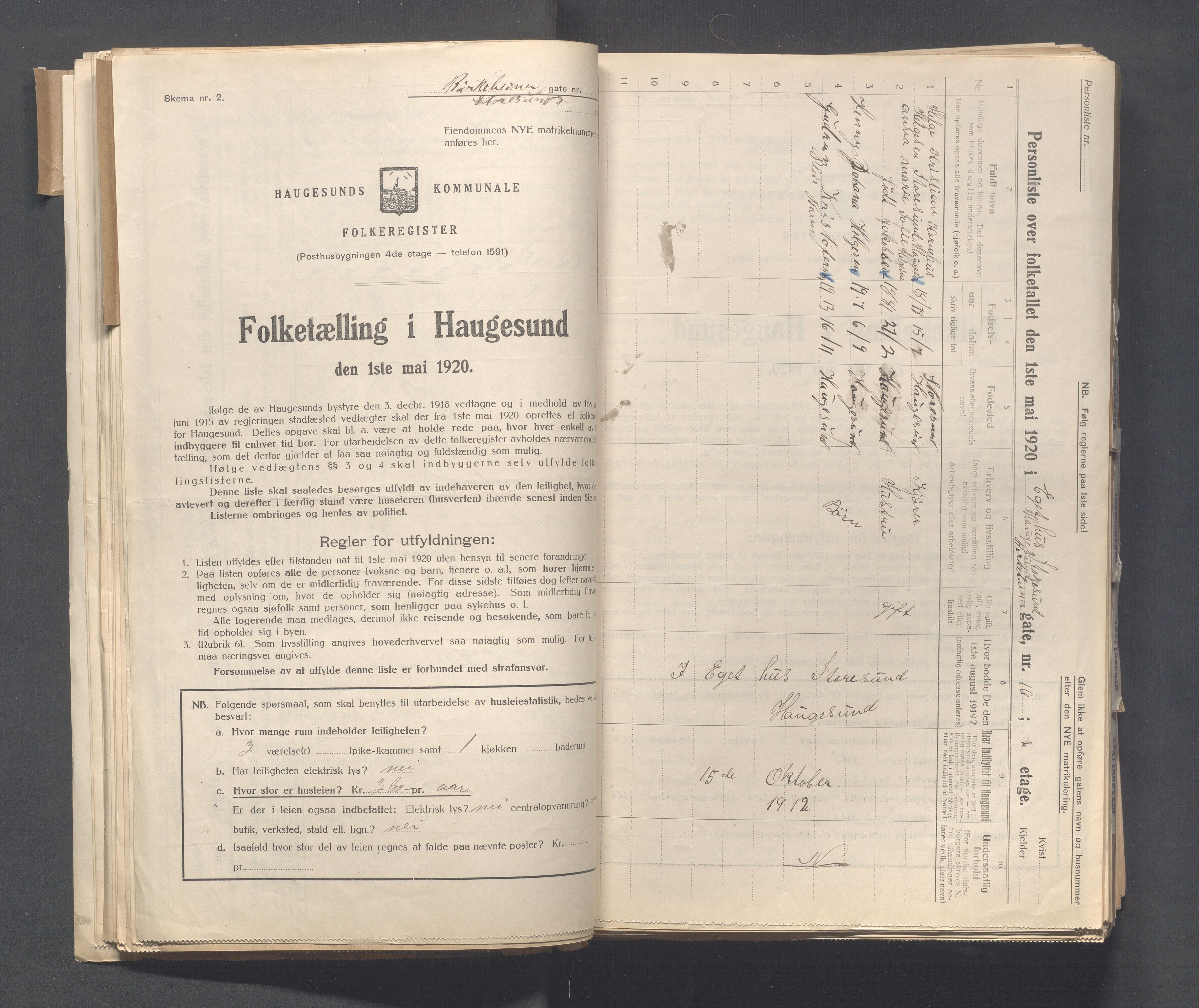 IKAR, Local census 1.5.1920 for Haugesund, 1920, p. 116