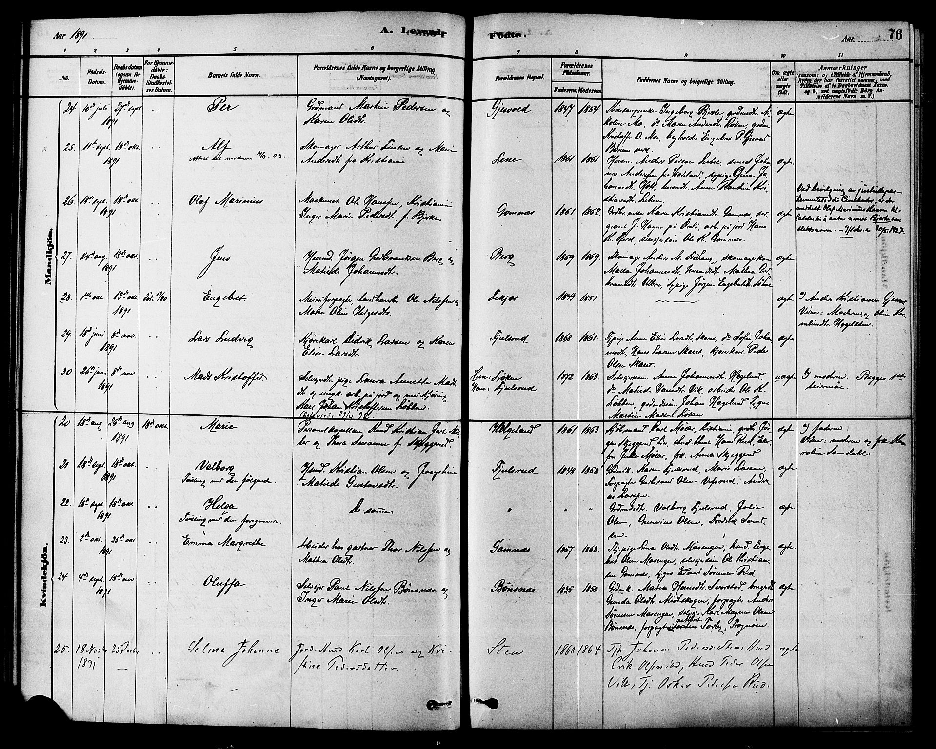Hole kirkebøker, AV/SAKO-A-228/F/Fa/L0008: Parish register (official) no. I 8, 1878-1891, p. 76