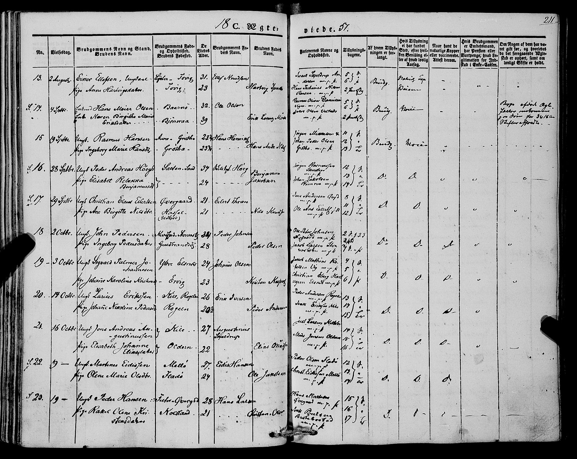 Trondenes sokneprestkontor, AV/SATØ-S-1319/H/Ha/L0009kirke: Parish register (official) no. 9, 1841-1852, p. 211