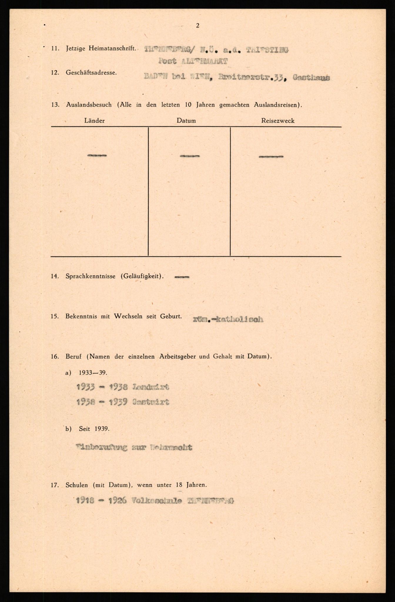 Forsvaret, Forsvarets overkommando II, AV/RA-RAFA-3915/D/Db/L0040: CI Questionaires. Tyske okkupasjonsstyrker i Norge. Østerrikere., 1945-1946, p. 468