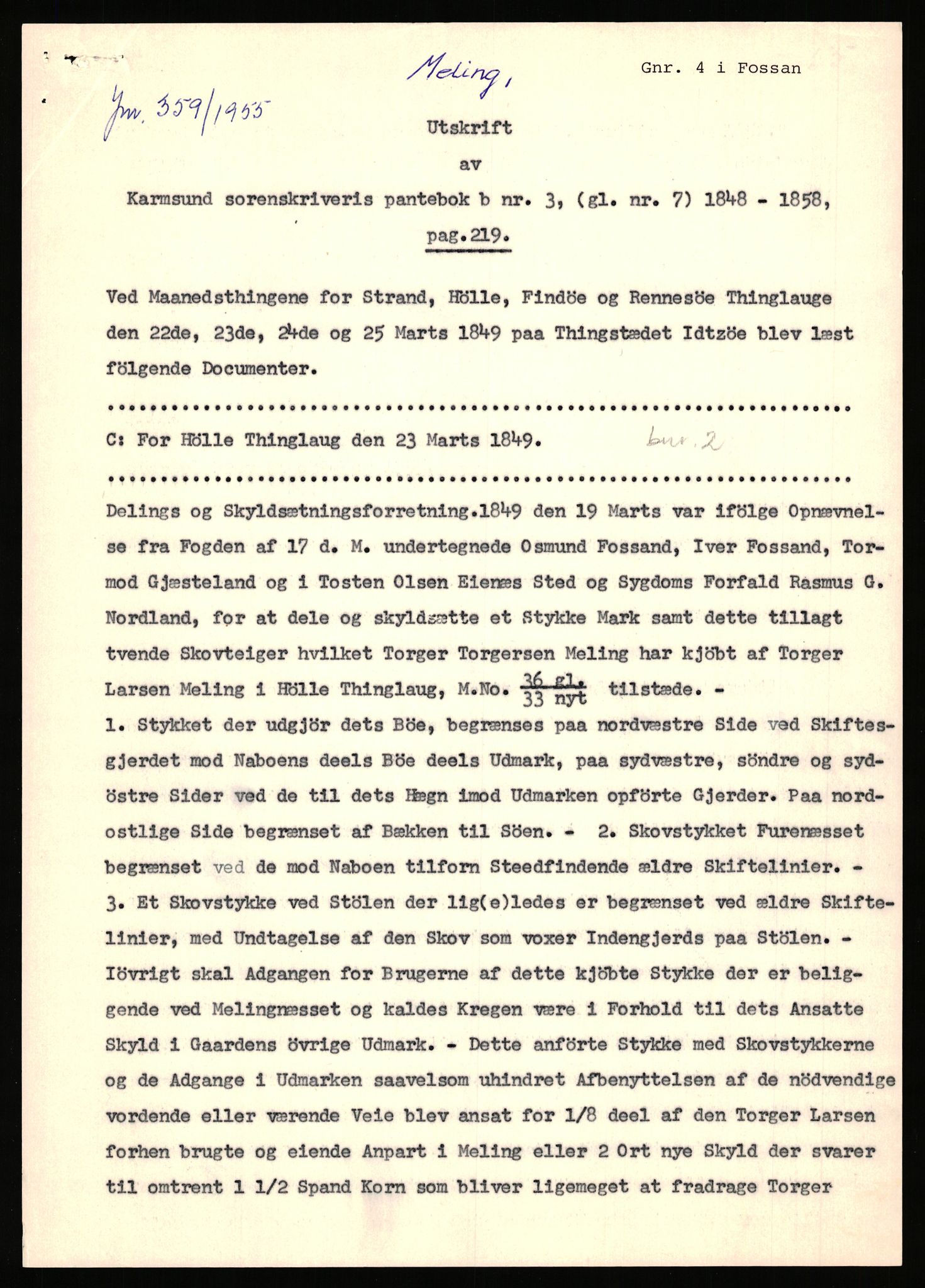 Statsarkivet i Stavanger, SAST/A-101971/03/Y/Yj/L0057: Avskrifter sortert etter gårdsnavn: Marvik med hage - Meling i Hetland, 1750-1930, p. 462