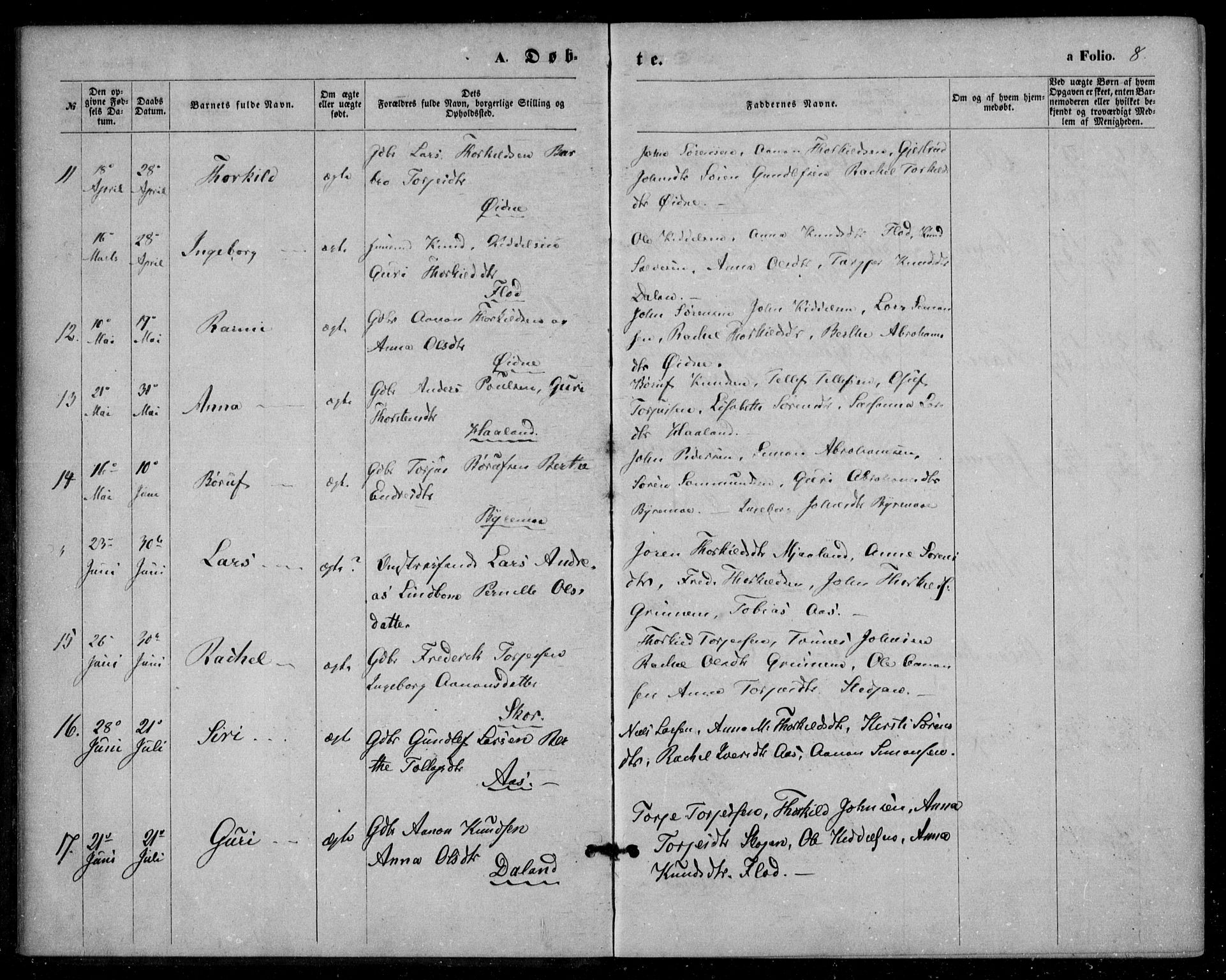 Bjelland sokneprestkontor, SAK/1111-0005/F/Fa/Fac/L0002: Parish register (official) no. A 2, 1866-1887, p. 8