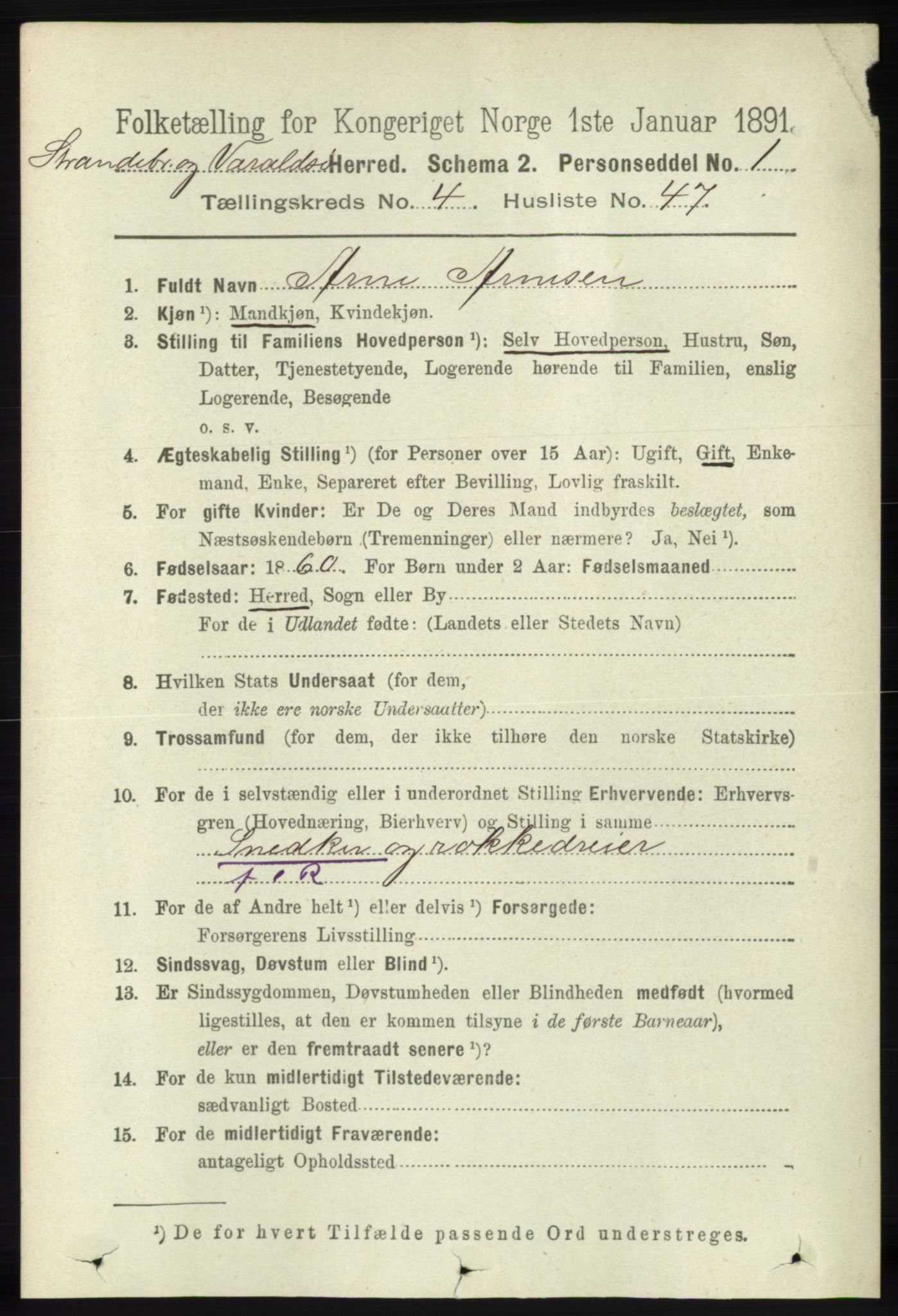 RA, 1891 census for 1226 Strandebarm og Varaldsøy, 1891, p. 1713