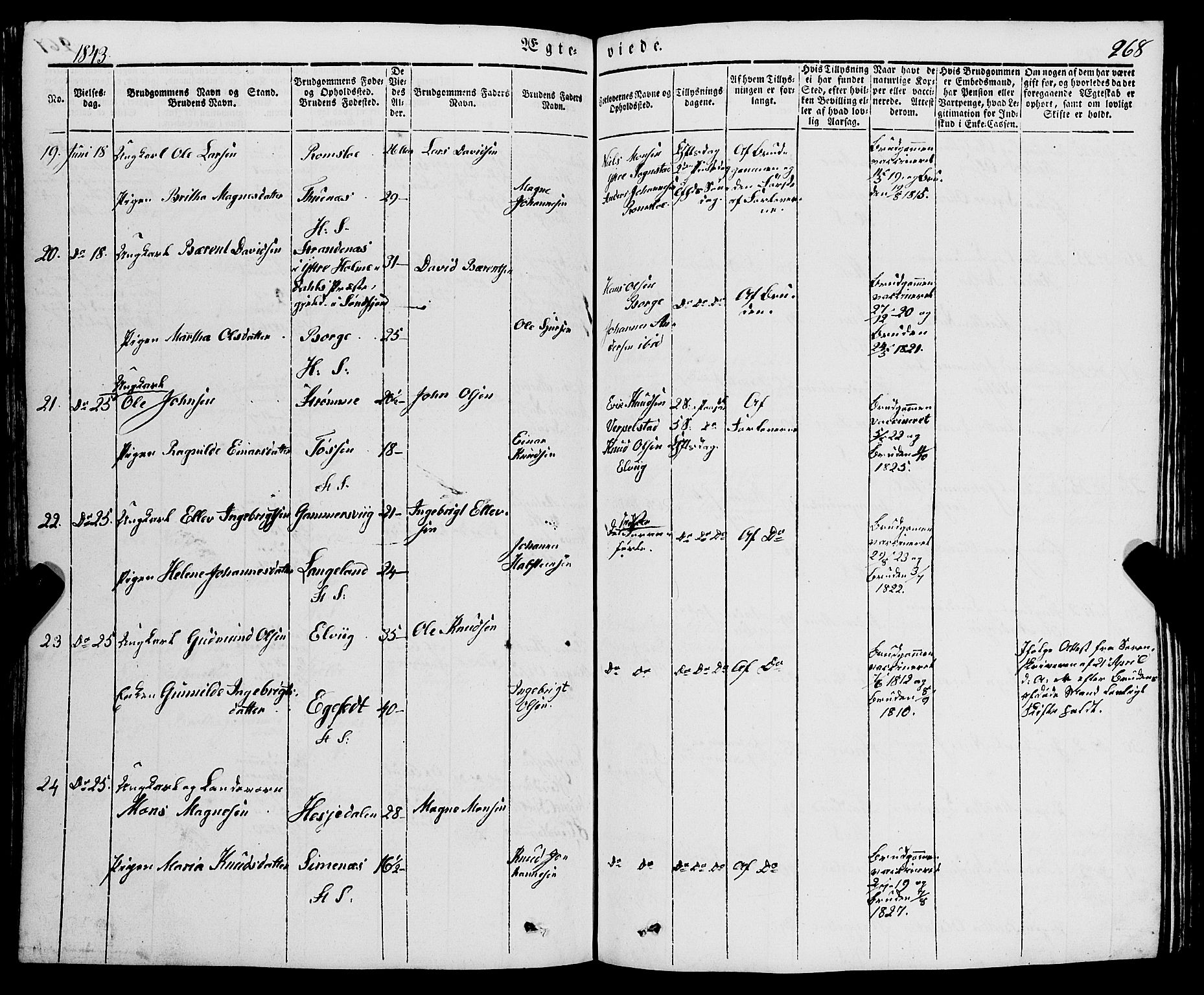 Haus sokneprestembete, AV/SAB-A-75601/H/Haa: Parish register (official) no. A 15, 1838-1847, p. 268