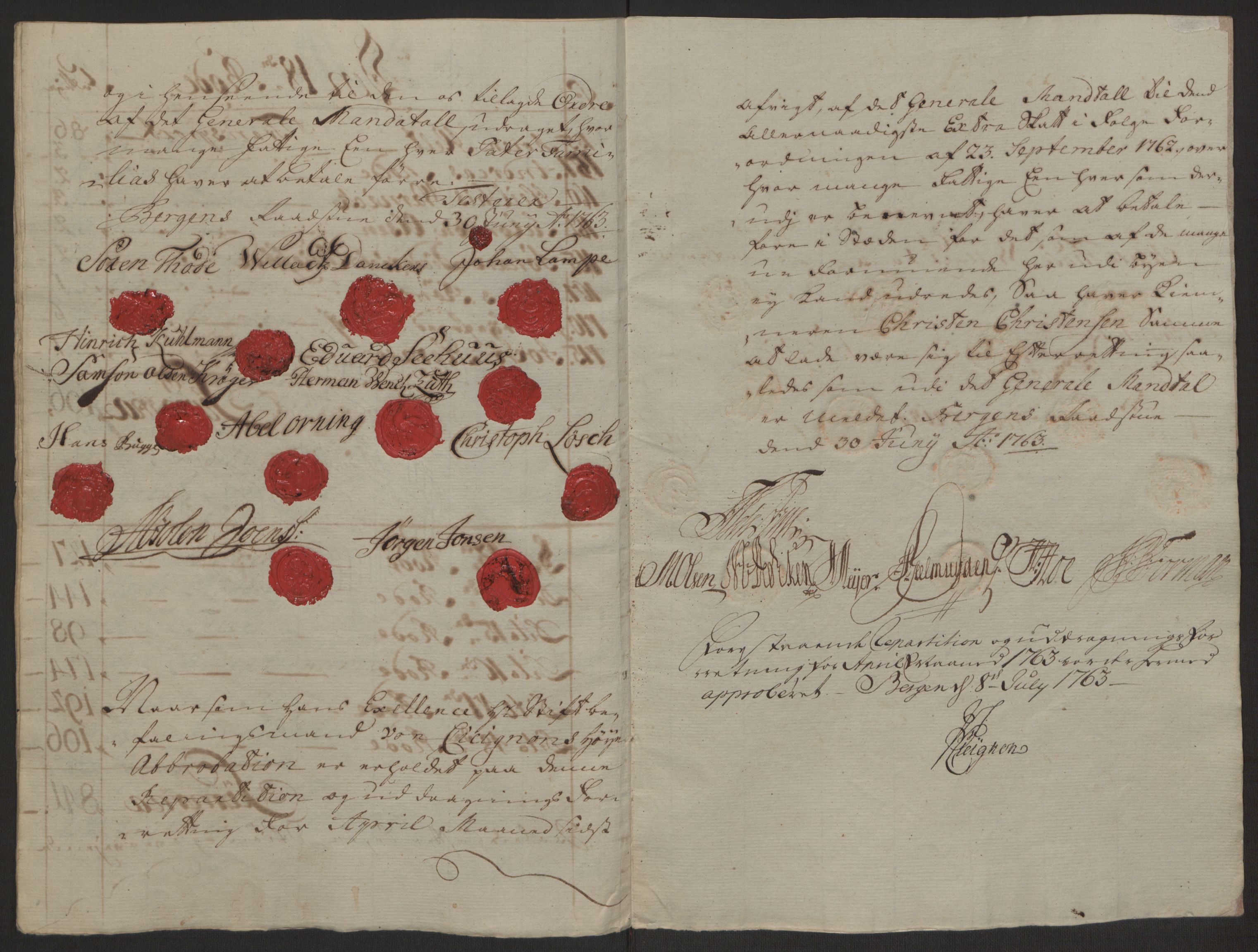 Rentekammeret inntil 1814, Reviderte regnskaper, Byregnskaper, AV/RA-EA-4066/R/Rp/L0366/0001: [P20] Kontribusjonsregnskap / Ekstraskatt, 1763, p. 224