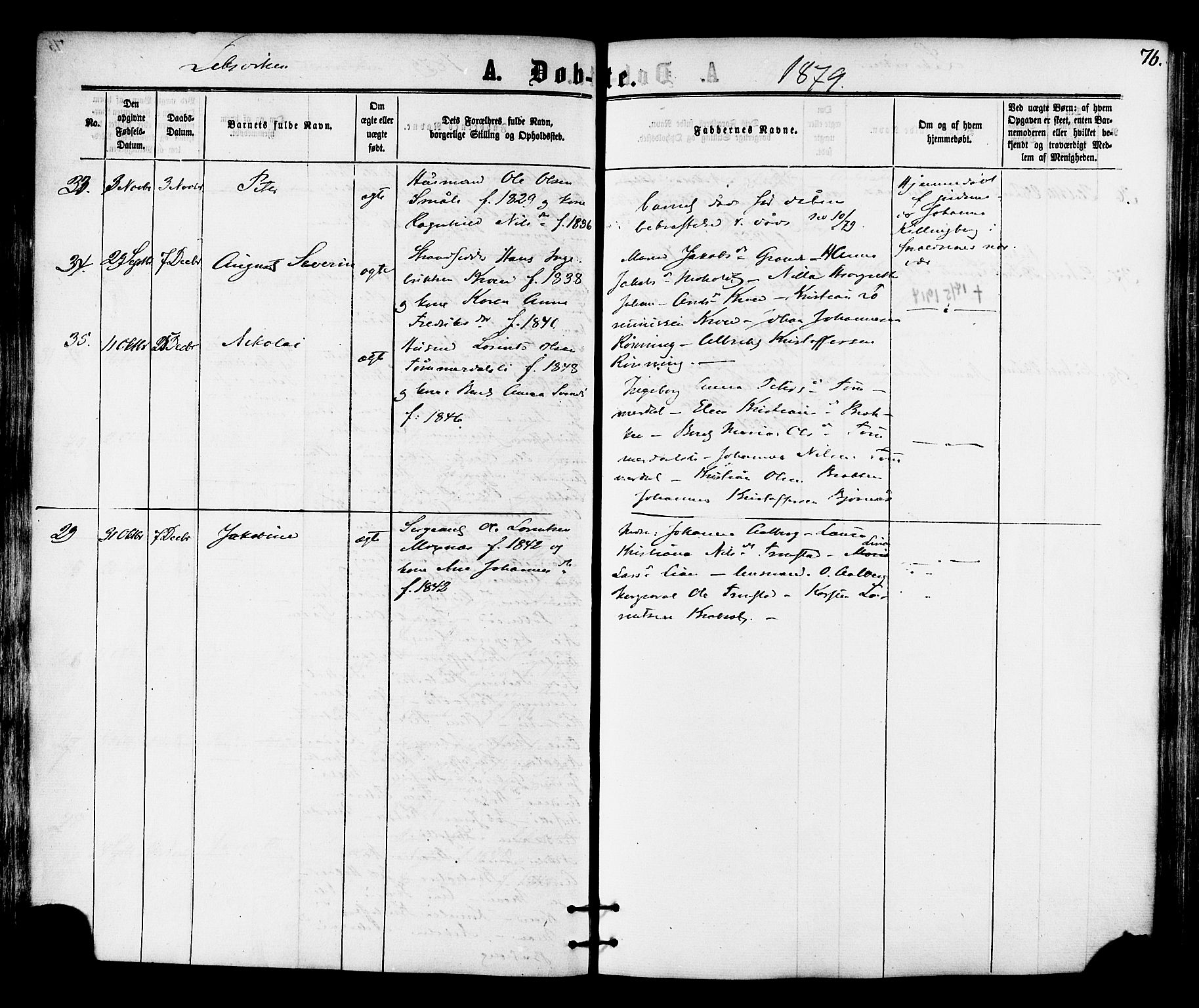Ministerialprotokoller, klokkerbøker og fødselsregistre - Nord-Trøndelag, SAT/A-1458/701/L0009: Parish register (official) no. 701A09 /1, 1864-1882, p. 76