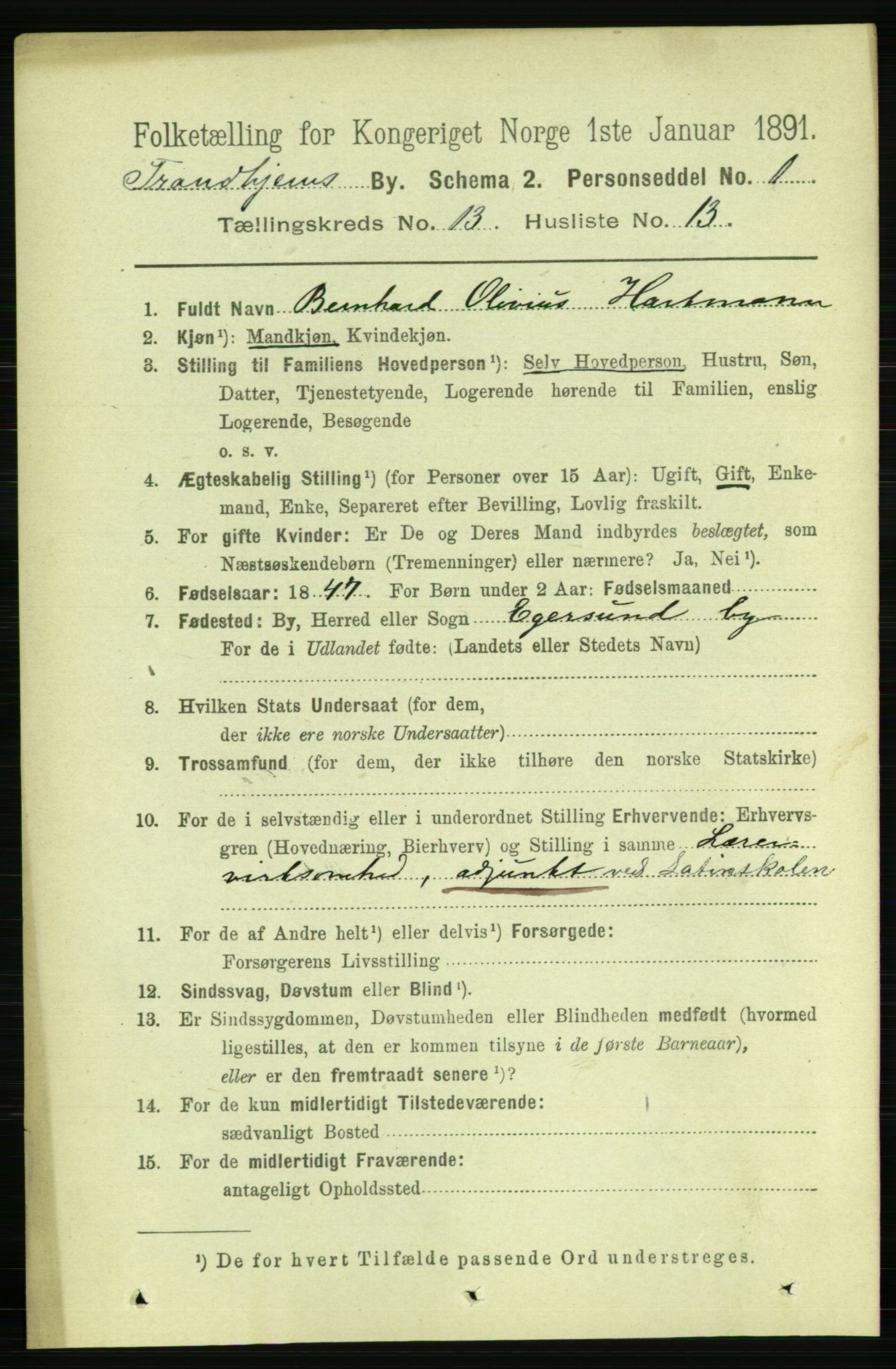 RA, 1891 census for 1601 Trondheim, 1891, p. 10345