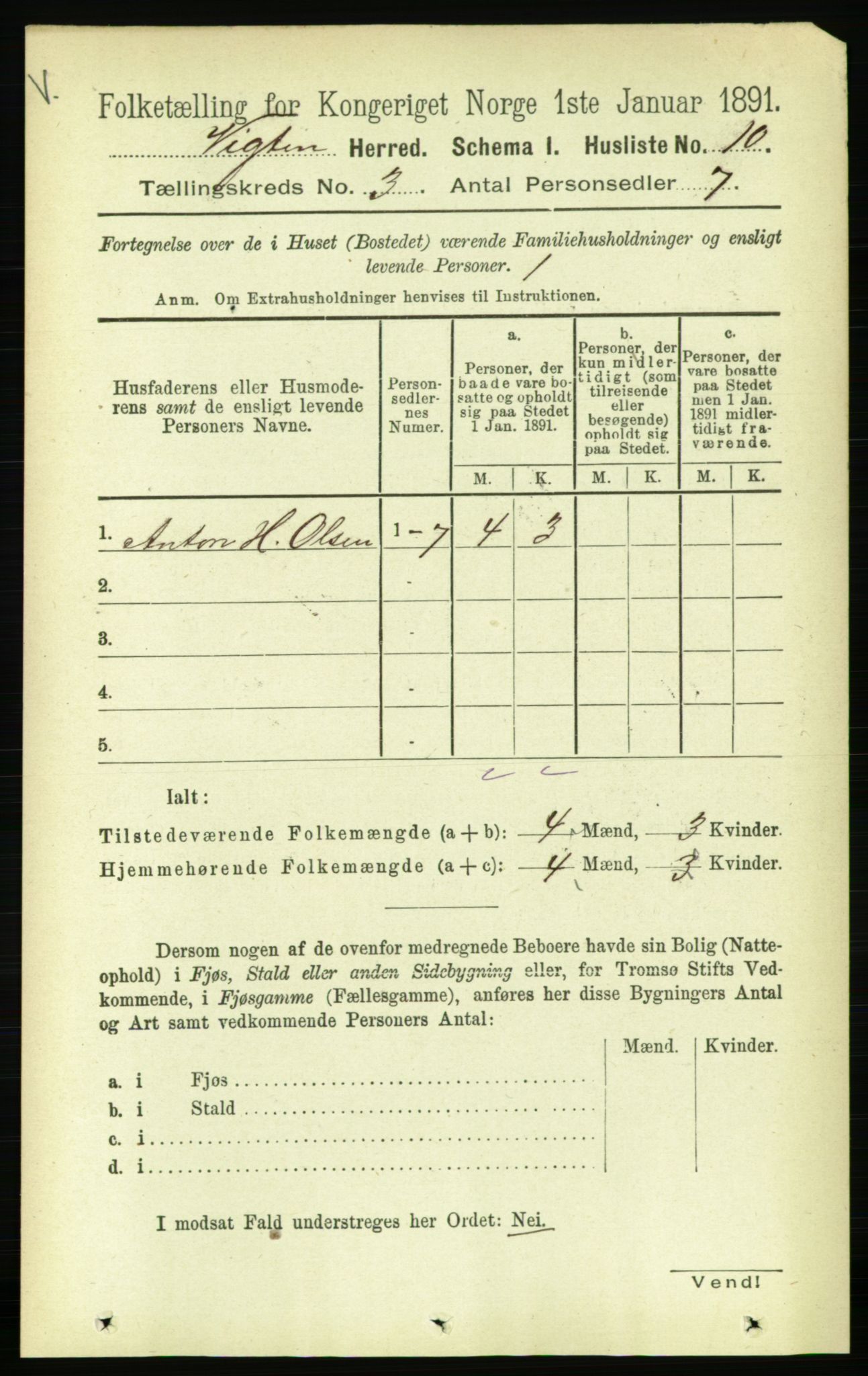 RA, 1891 census for 1750 Vikna, 1891, p. 1668