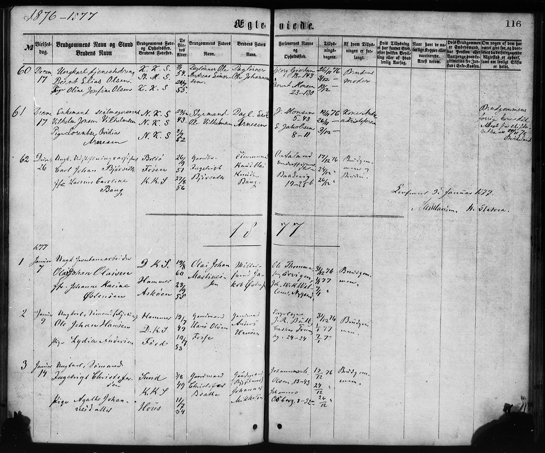 Korskirken sokneprestembete, SAB/A-76101/H/Haa/L0036: Parish register (official) no. D 3, 1867-1882, p. 116