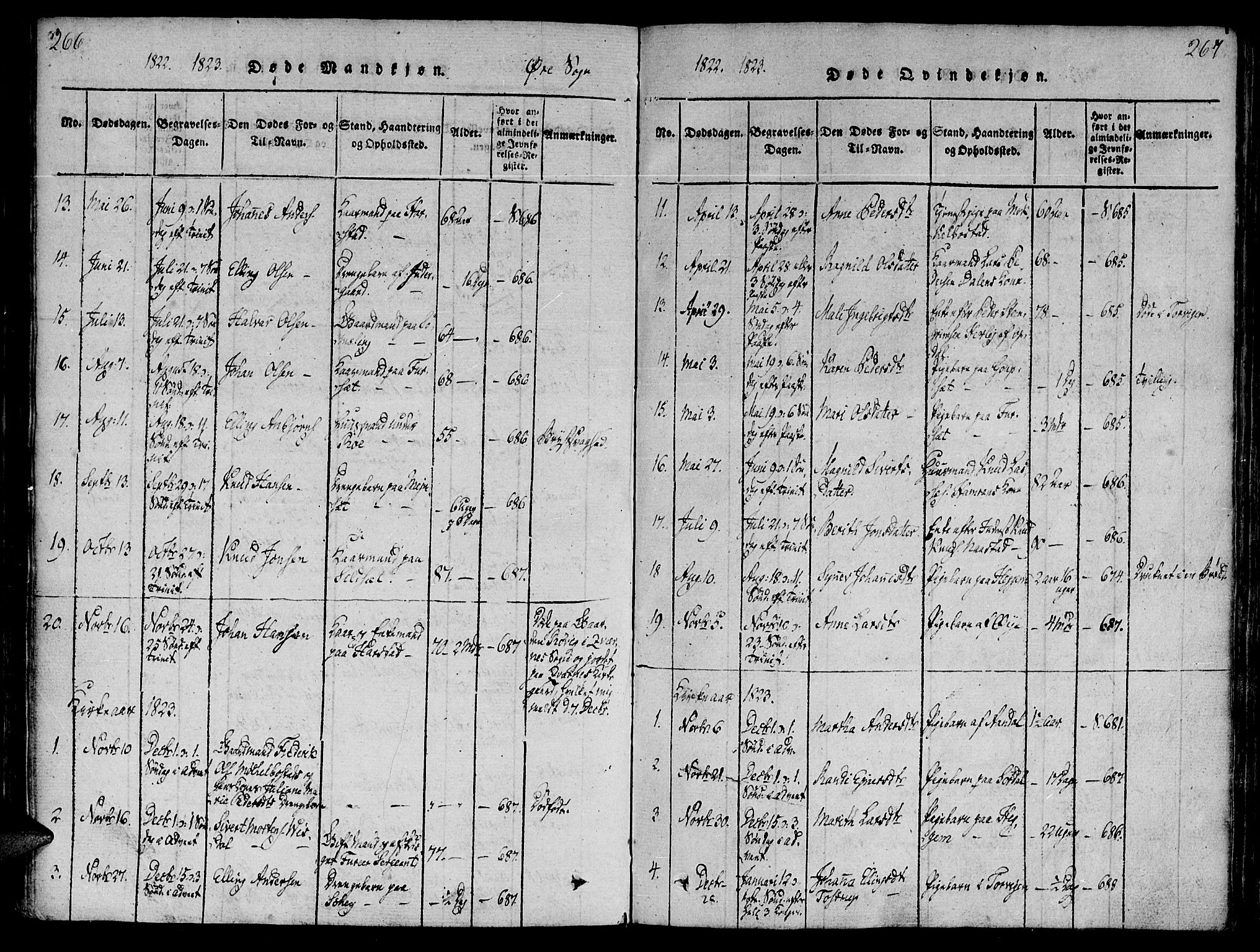 Ministerialprotokoller, klokkerbøker og fødselsregistre - Møre og Romsdal, AV/SAT-A-1454/586/L0982: Parish register (official) no. 586A08, 1819-1829, p. 266-267