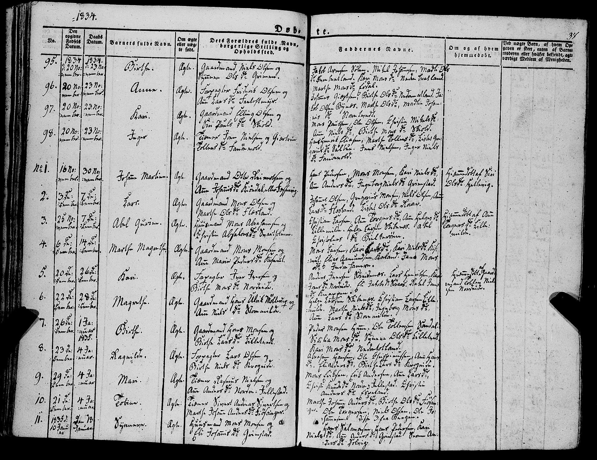 Fana Sokneprestembete, SAB/A-75101/H/Haa/Haaa/L0008: Parish register (official) no. A 8, 1829-1851, p. 37