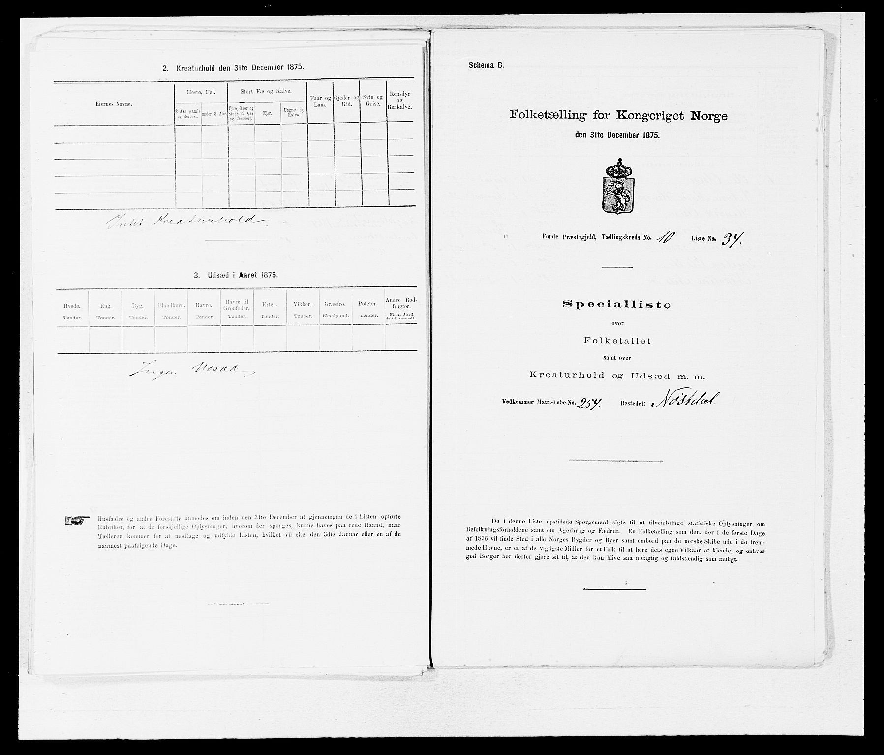 SAB, 1875 census for 1432P Førde, 1875, p. 1229