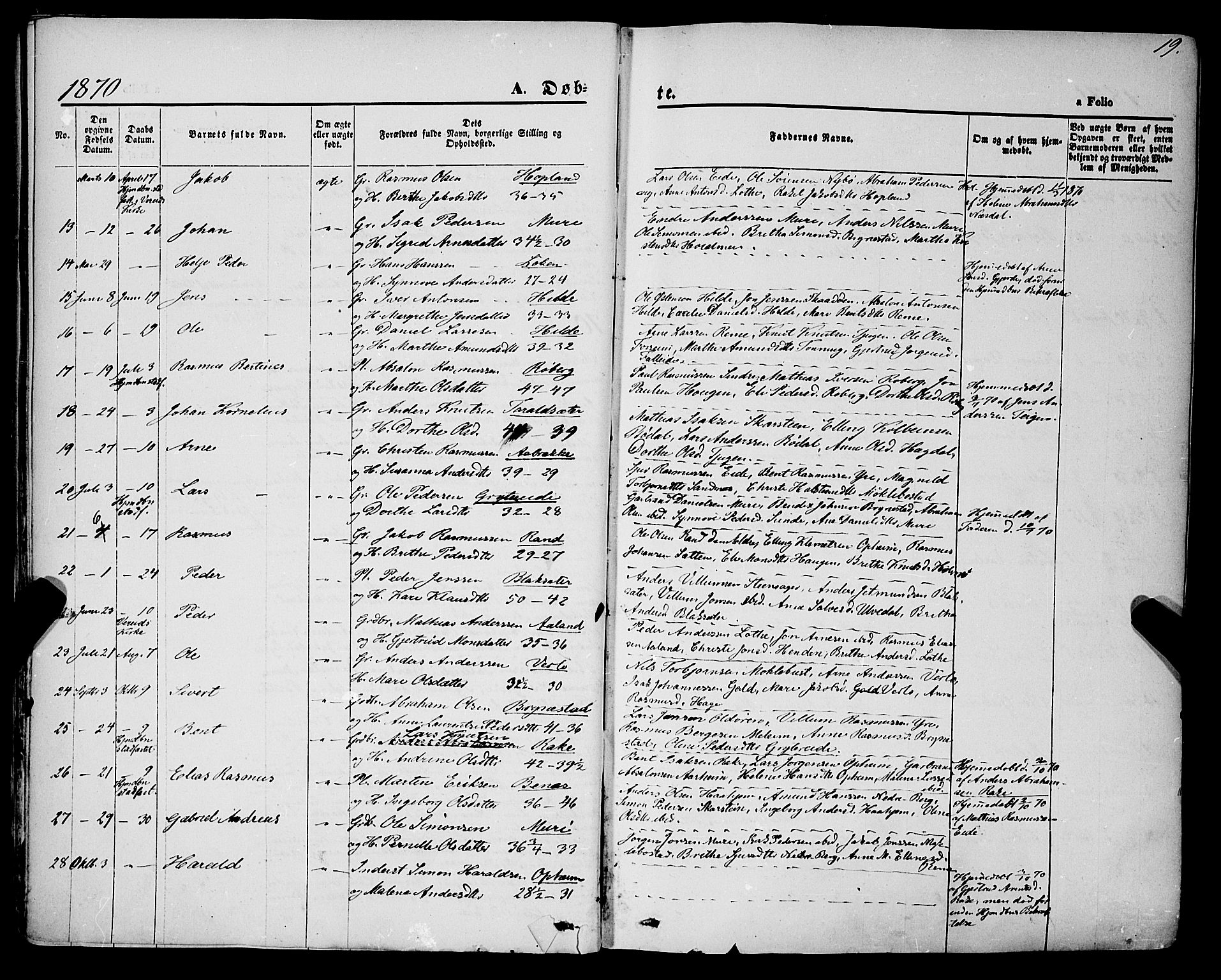 Innvik sokneprestembete, AV/SAB-A-80501: Parish register (official) no. A 6, 1865-1878, p. 19