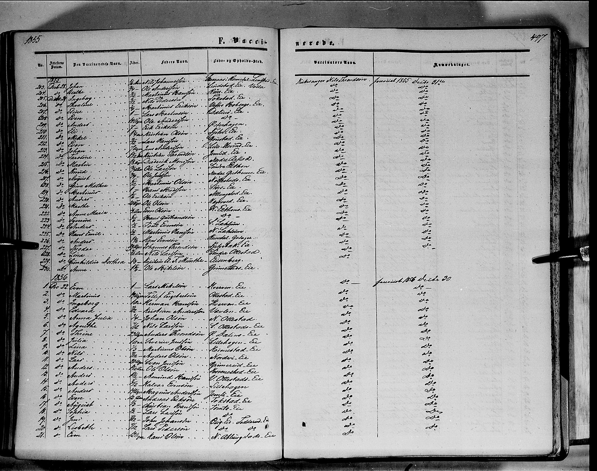 Stange prestekontor, SAH/PREST-002/K/L0012: Parish register (official) no. 12, 1852-1862, p. 497