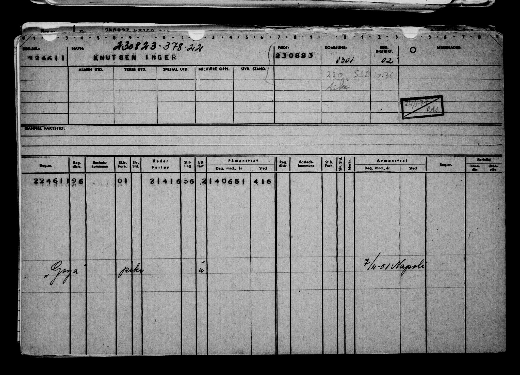 Direktoratet for sjømenn, AV/RA-S-3545/G/Gb/L0222: Hovedkort, 1923, p. 248