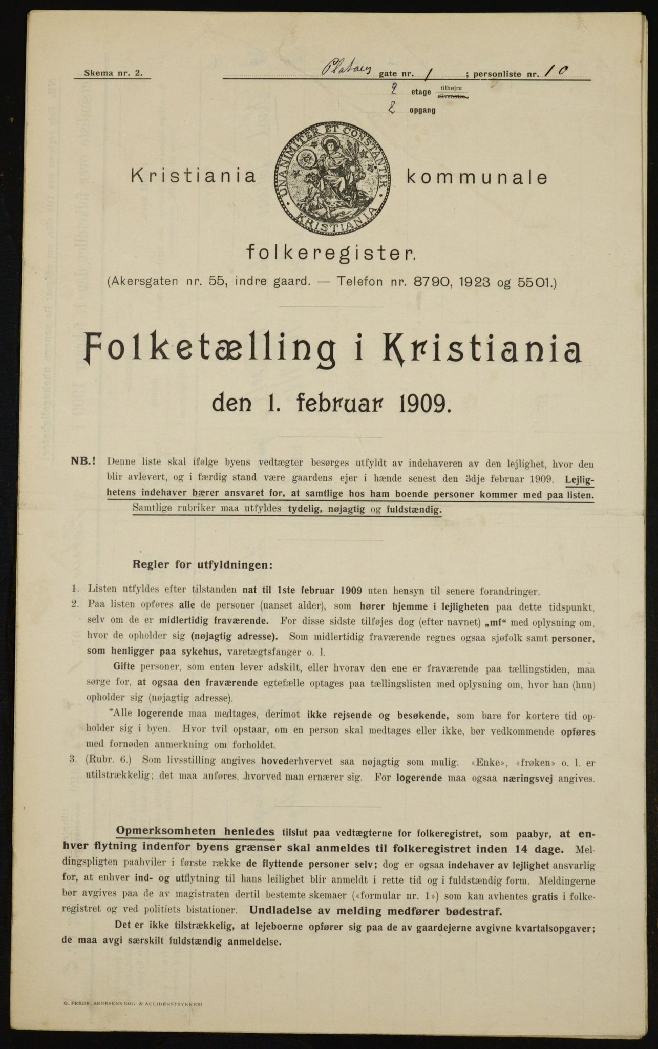 OBA, Municipal Census 1909 for Kristiania, 1909, p. 72648