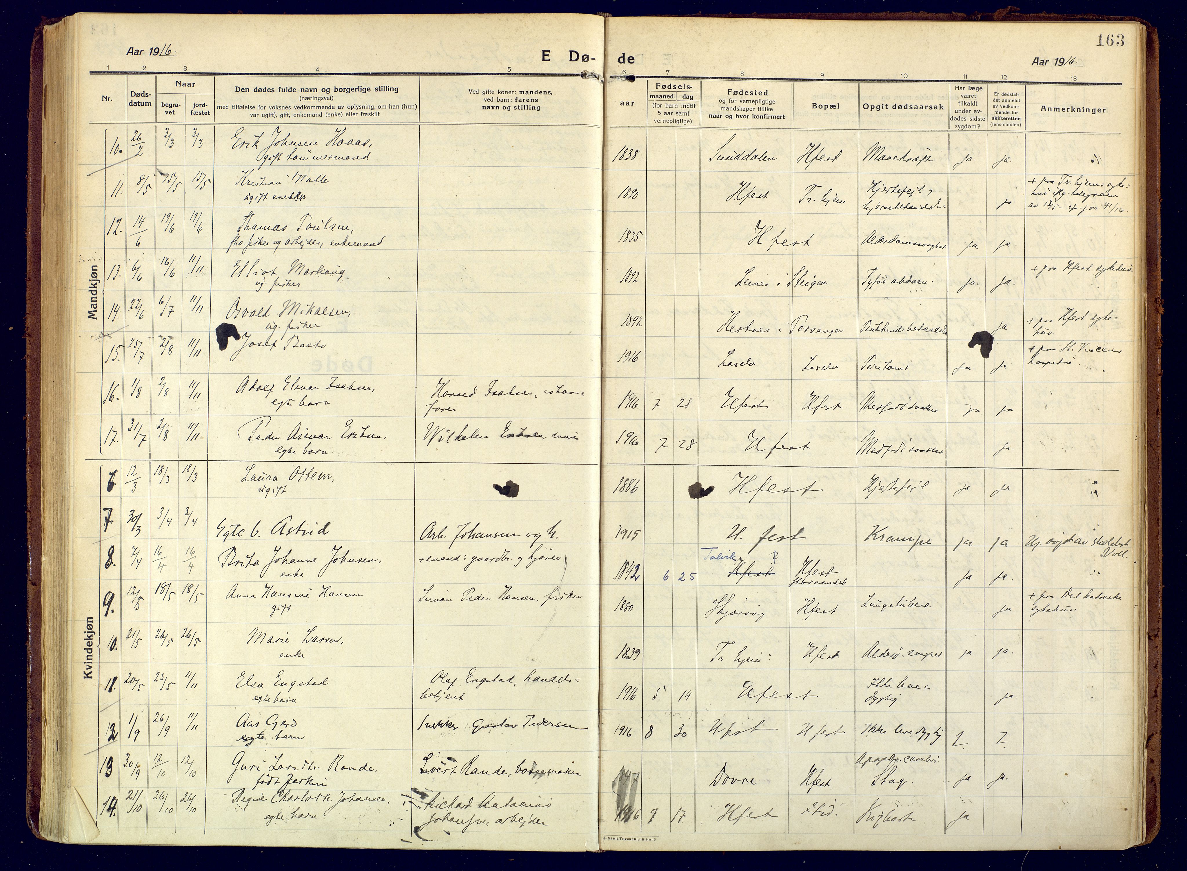 Hammerfest sokneprestkontor, SATØ/S-1347/H/Ha/L0015.kirke: Parish register (official) no. 15, 1916-1923, p. 163