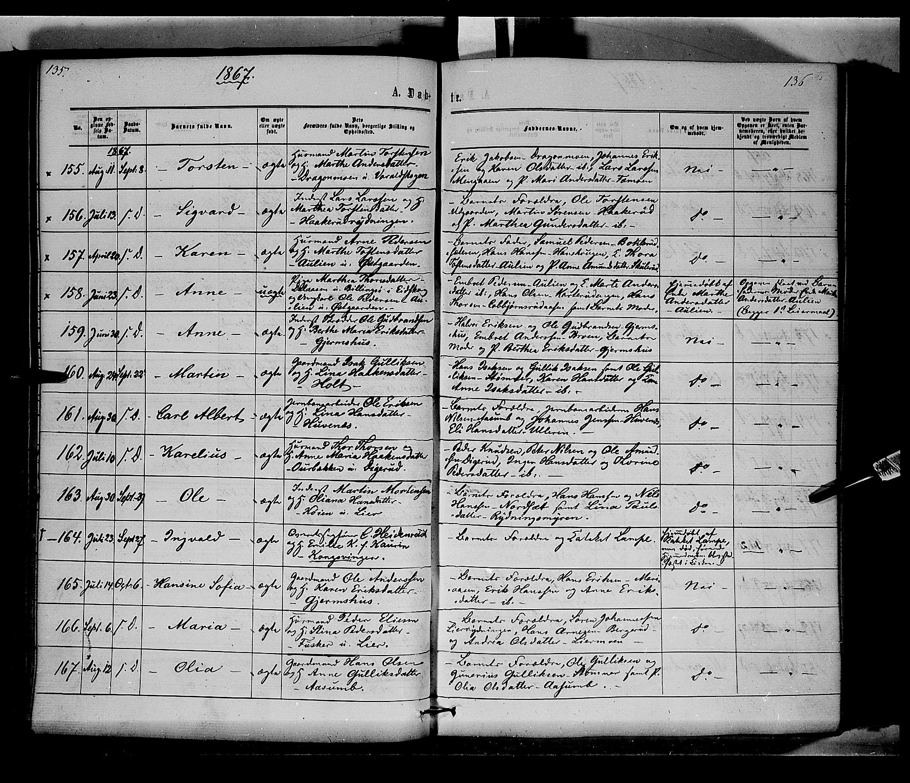 Vinger prestekontor, AV/SAH-PREST-024/H/Ha/Haa/L0011: Parish register (official) no. 11, 1862-1870, p. 136