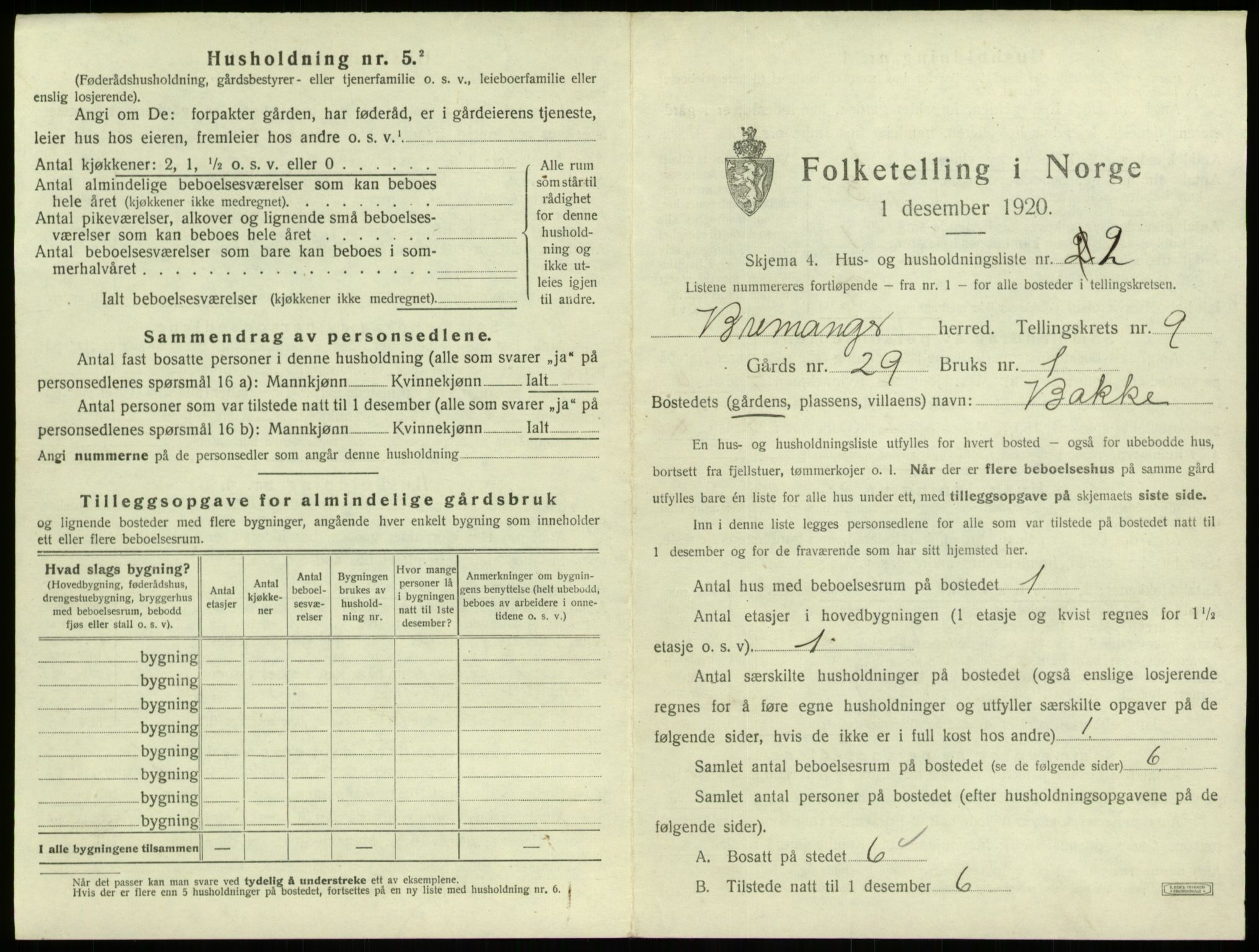 SAB, 1920 census for Bremanger, 1920, p. 675