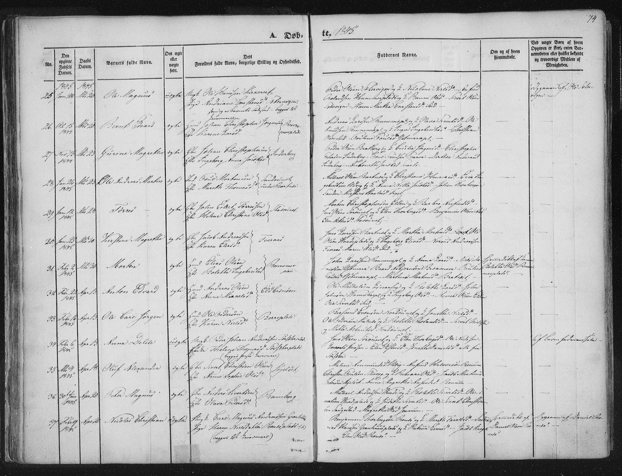 Ministerialprotokoller, klokkerbøker og fødselsregistre - Nord-Trøndelag, SAT/A-1458/741/L0392: Parish register (official) no. 741A06, 1836-1848, p. 74