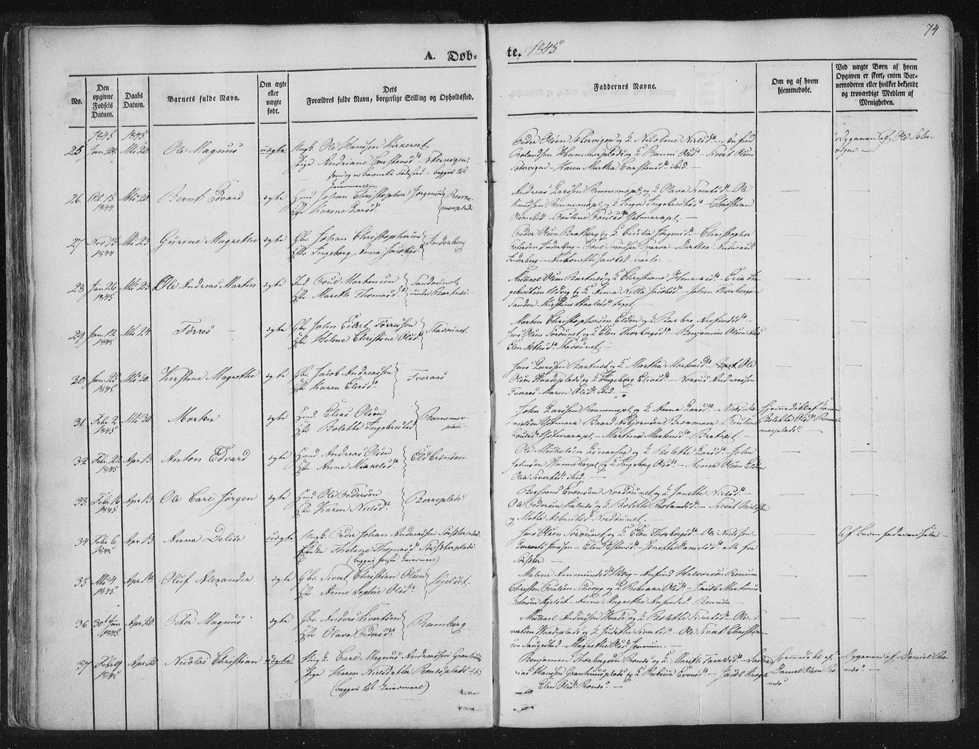 Ministerialprotokoller, klokkerbøker og fødselsregistre - Nord-Trøndelag, AV/SAT-A-1458/741/L0392: Parish register (official) no. 741A06, 1836-1848, p. 74