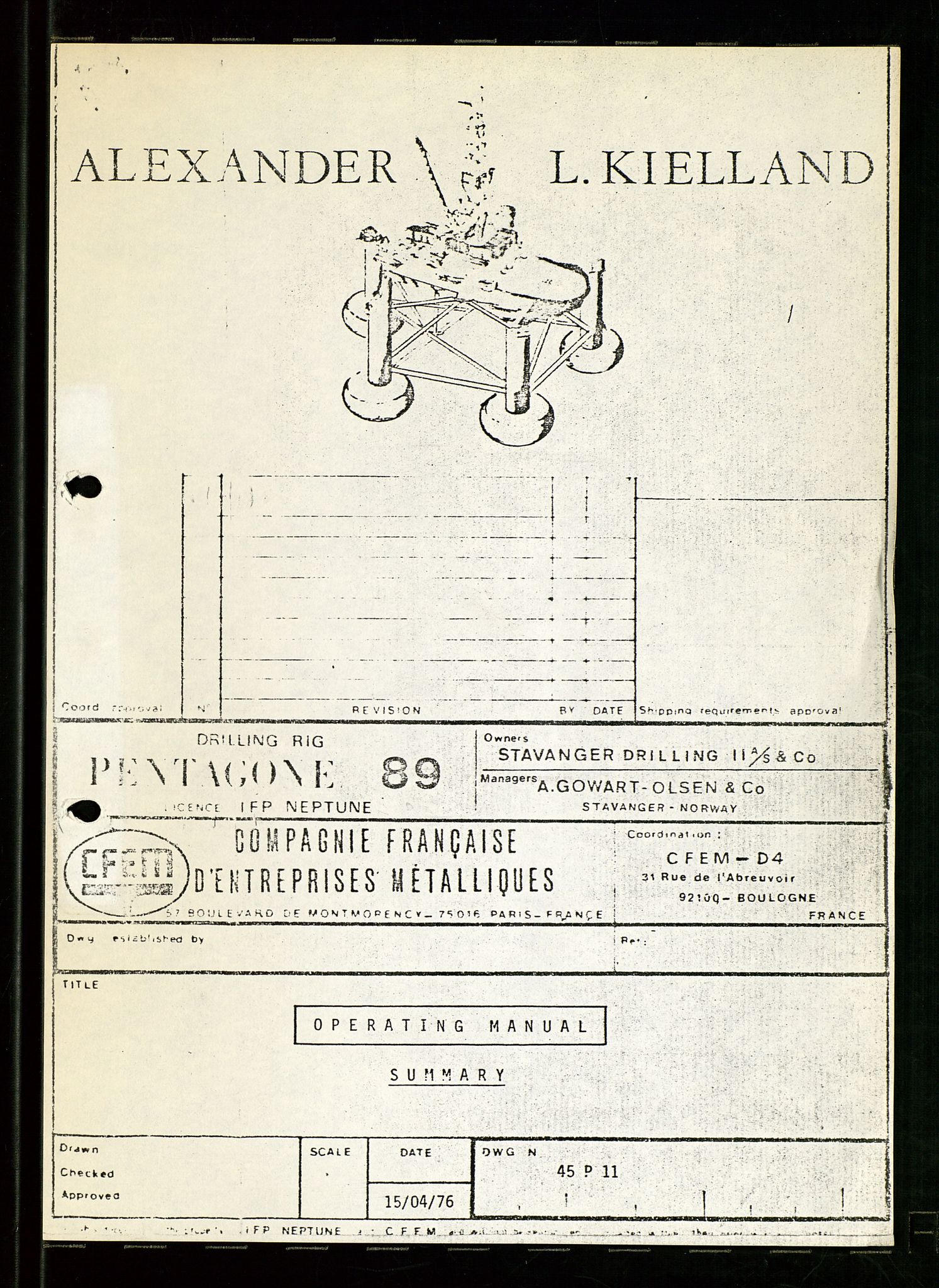 Pa 1503 - Stavanger Drilling AS, AV/SAST-A-101906/Da/L0011: Alexander L. Kielland - Saks- og korrespondansearkiv, 1976-1980, p. 204