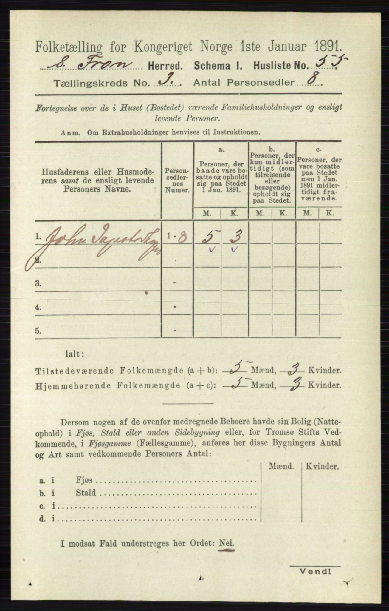 RA, 1891 census for 0519 Sør-Fron, 1891, p. 966