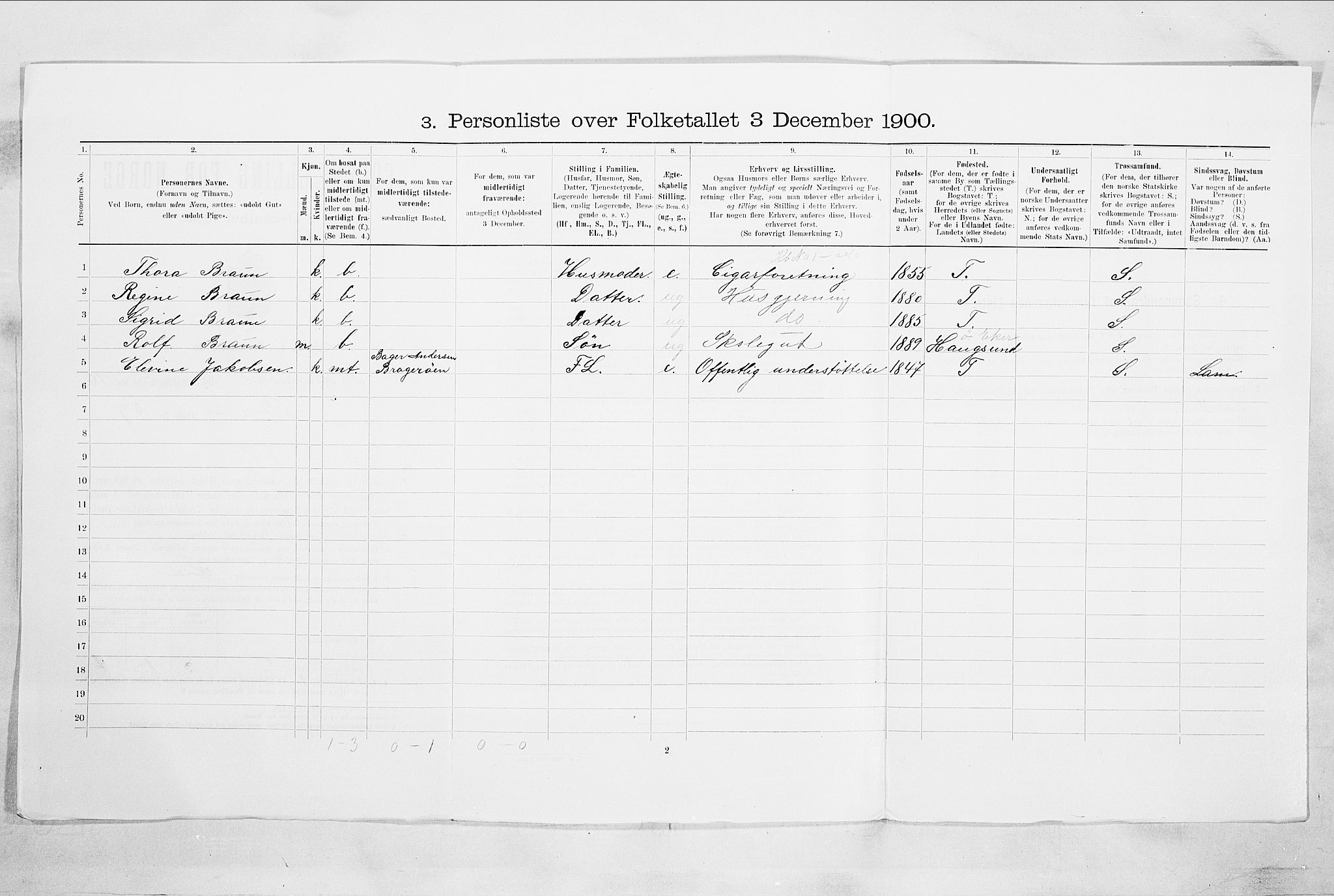 RA, 1900 census for Drammen, 1900, p. 3024