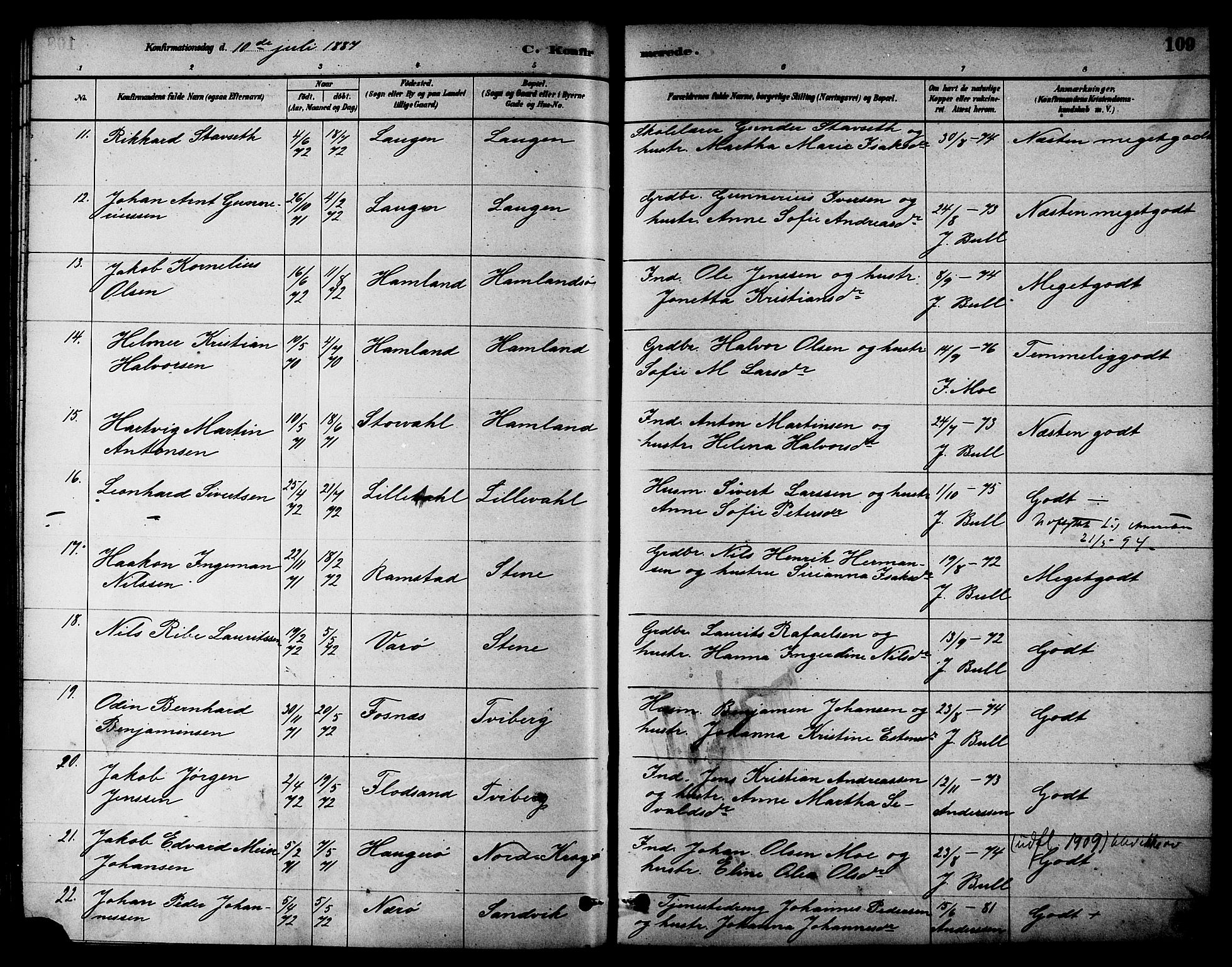 Ministerialprotokoller, klokkerbøker og fødselsregistre - Nord-Trøndelag, SAT/A-1458/784/L0672: Parish register (official) no. 784A07, 1880-1887, p. 109