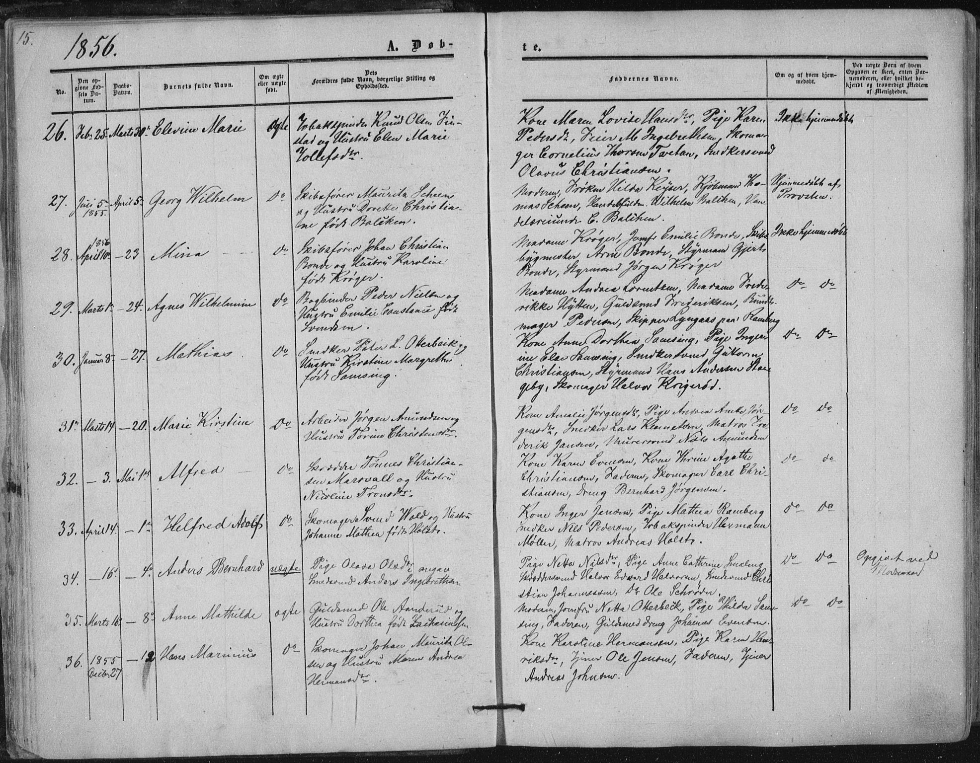 Tønsberg kirkebøker, AV/SAKO-A-330/F/Fa/L0008: Parish register (official) no. I 8, 1855-1864, p. 15