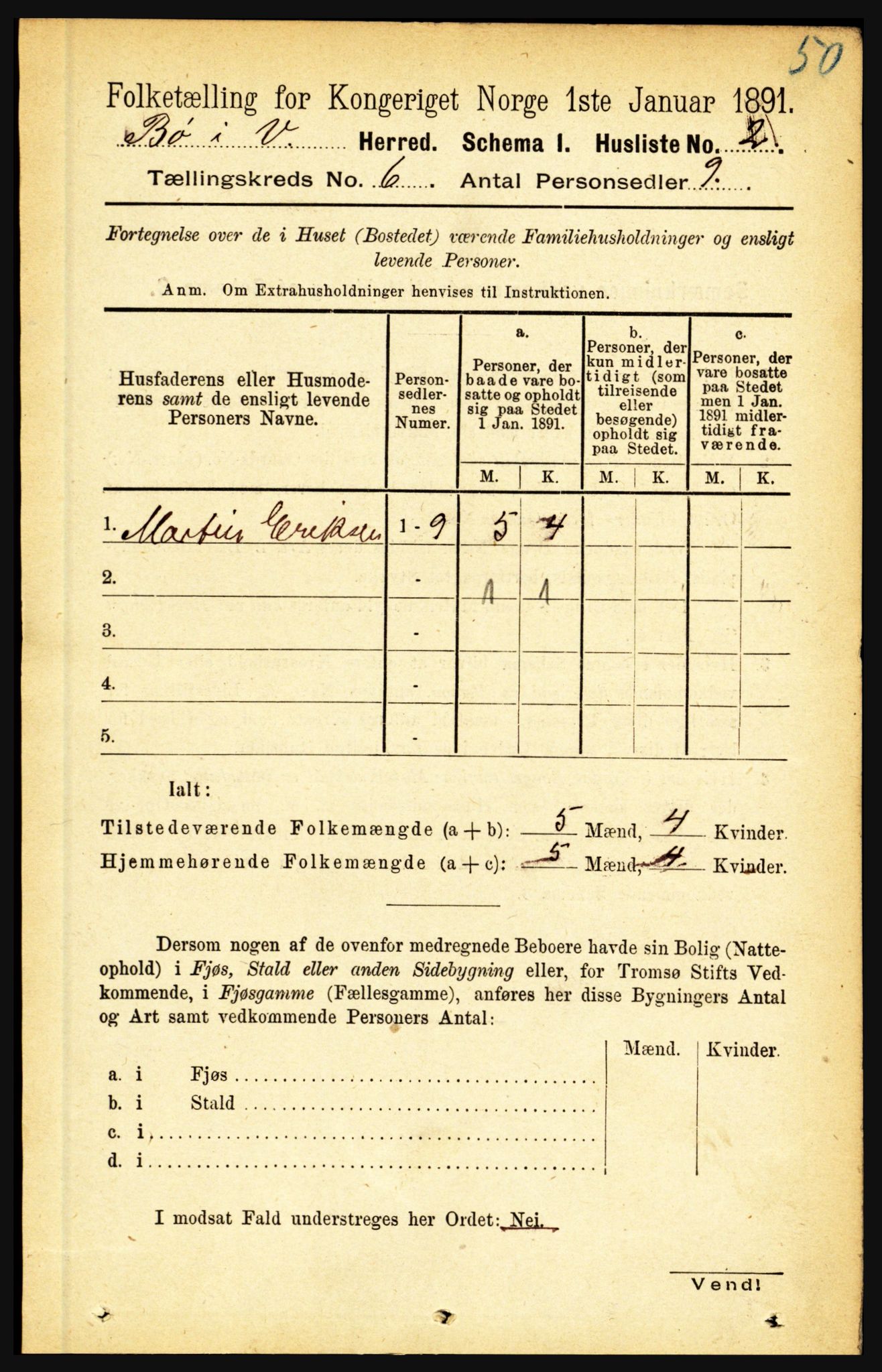 RA, 1891 census for 1867 Bø, 1891, p. 2116