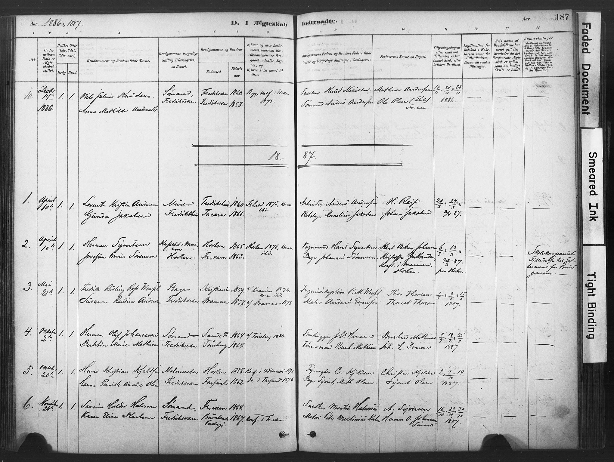 Stavern kirkebøker, SAKO/A-318/F/Fa/L0008: Parish register (official) no. 8, 1878-1905, p. 187