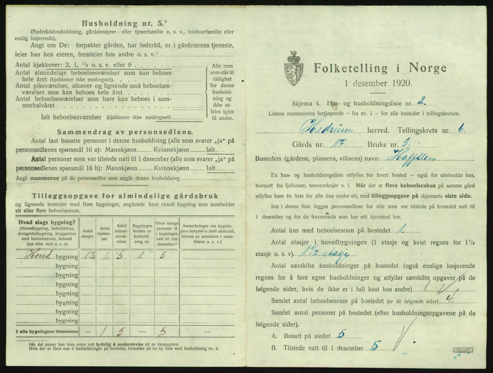 SAKO, 1920 census for Hedrum, 1920, p. 599