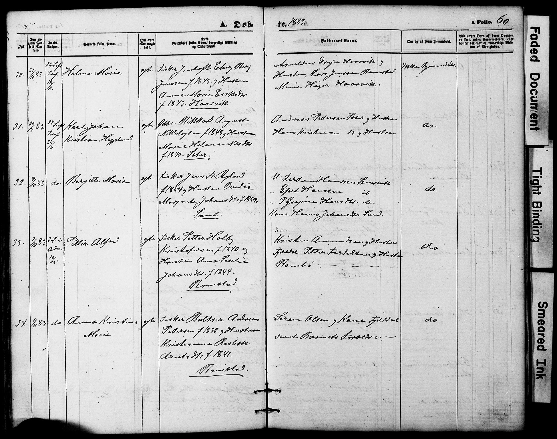 Ministerialprotokoller, klokkerbøker og fødselsregistre - Nordland, AV/SAT-A-1459/865/L0930: Parish register (copy) no. 865C02, 1866-1884, p. 60