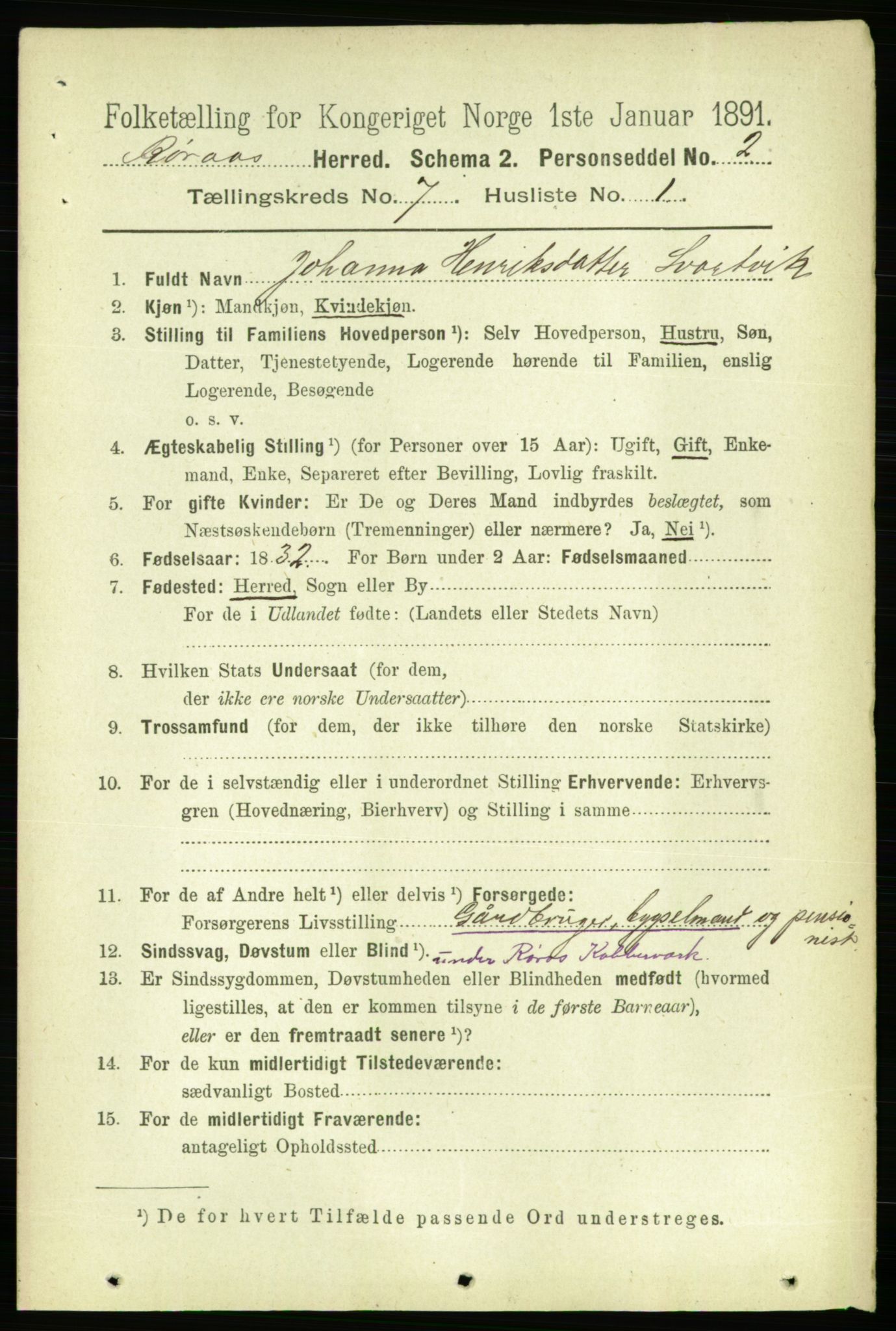 RA, 1891 census for 1640 Røros, 1891, p. 1375