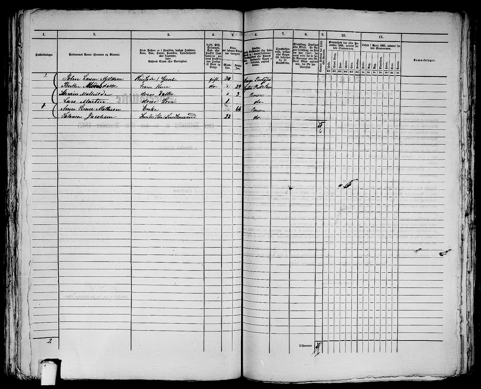 RA, 1865 census for Bergen, 1865, p. 2928