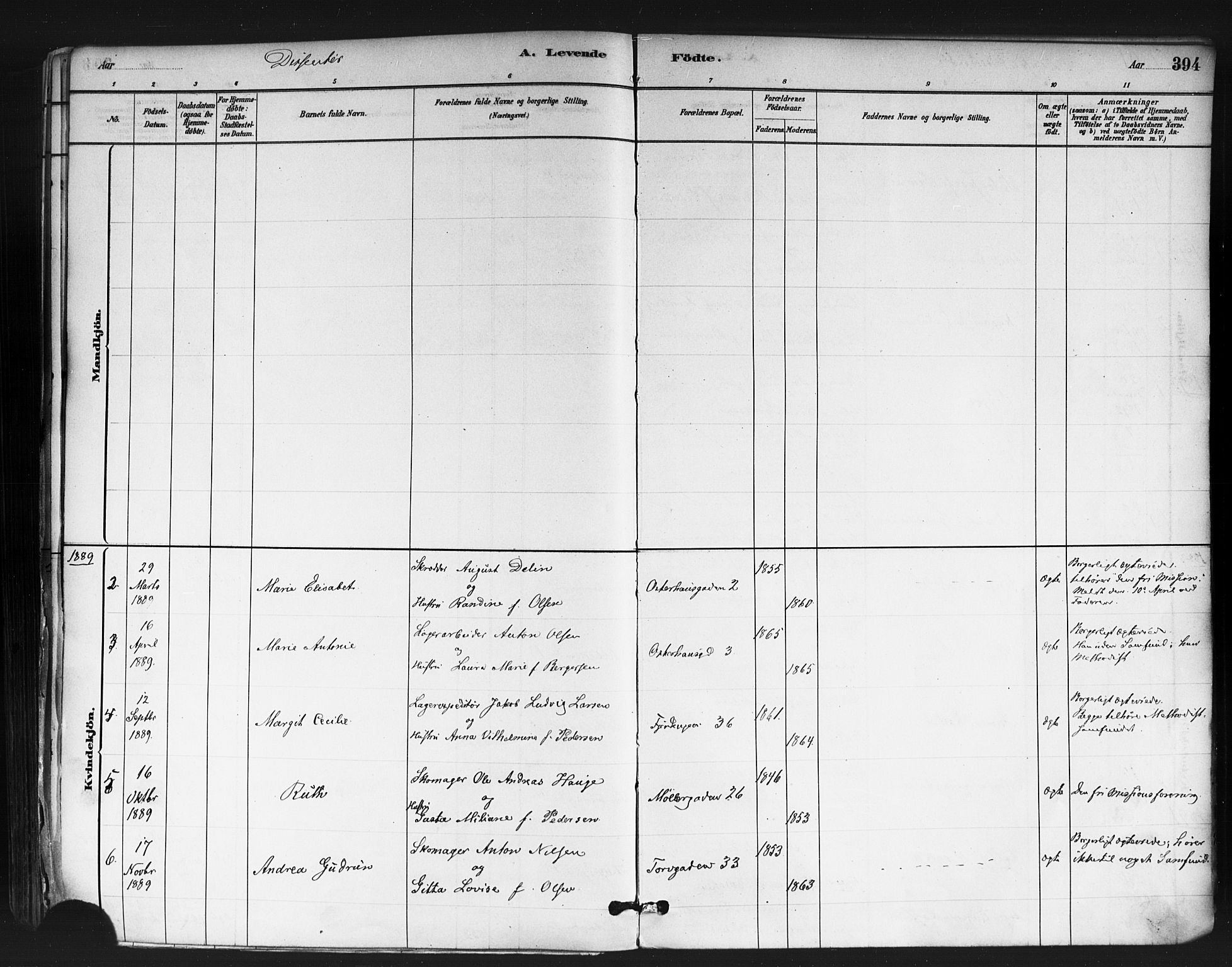 Jakob prestekontor Kirkebøker, AV/SAO-A-10850/F/Fa/L0003: Parish register (official) no. 3, 1880-1895, p. 394