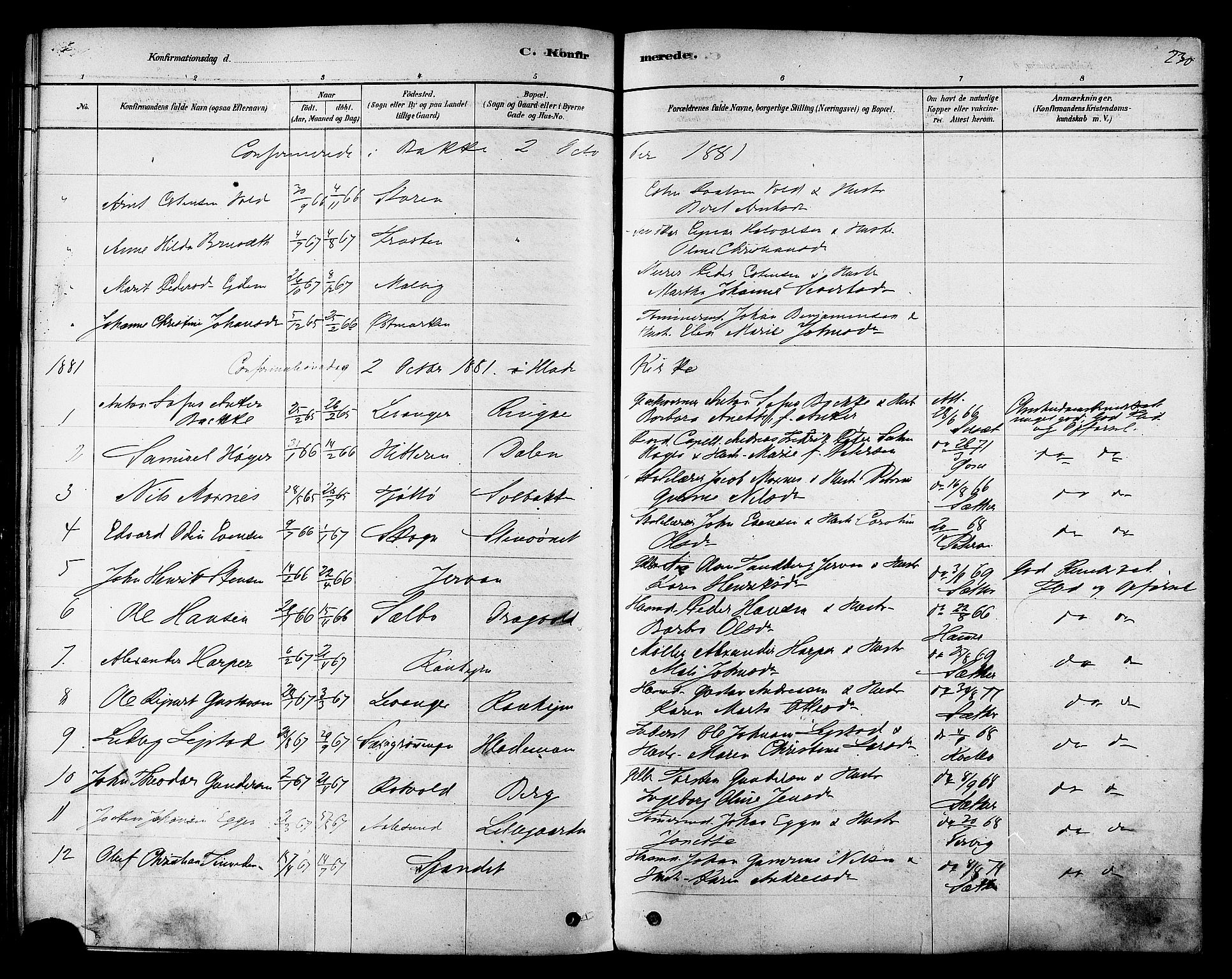 Ministerialprotokoller, klokkerbøker og fødselsregistre - Sør-Trøndelag, SAT/A-1456/606/L0294: Parish register (official) no. 606A09, 1878-1886, p. 230