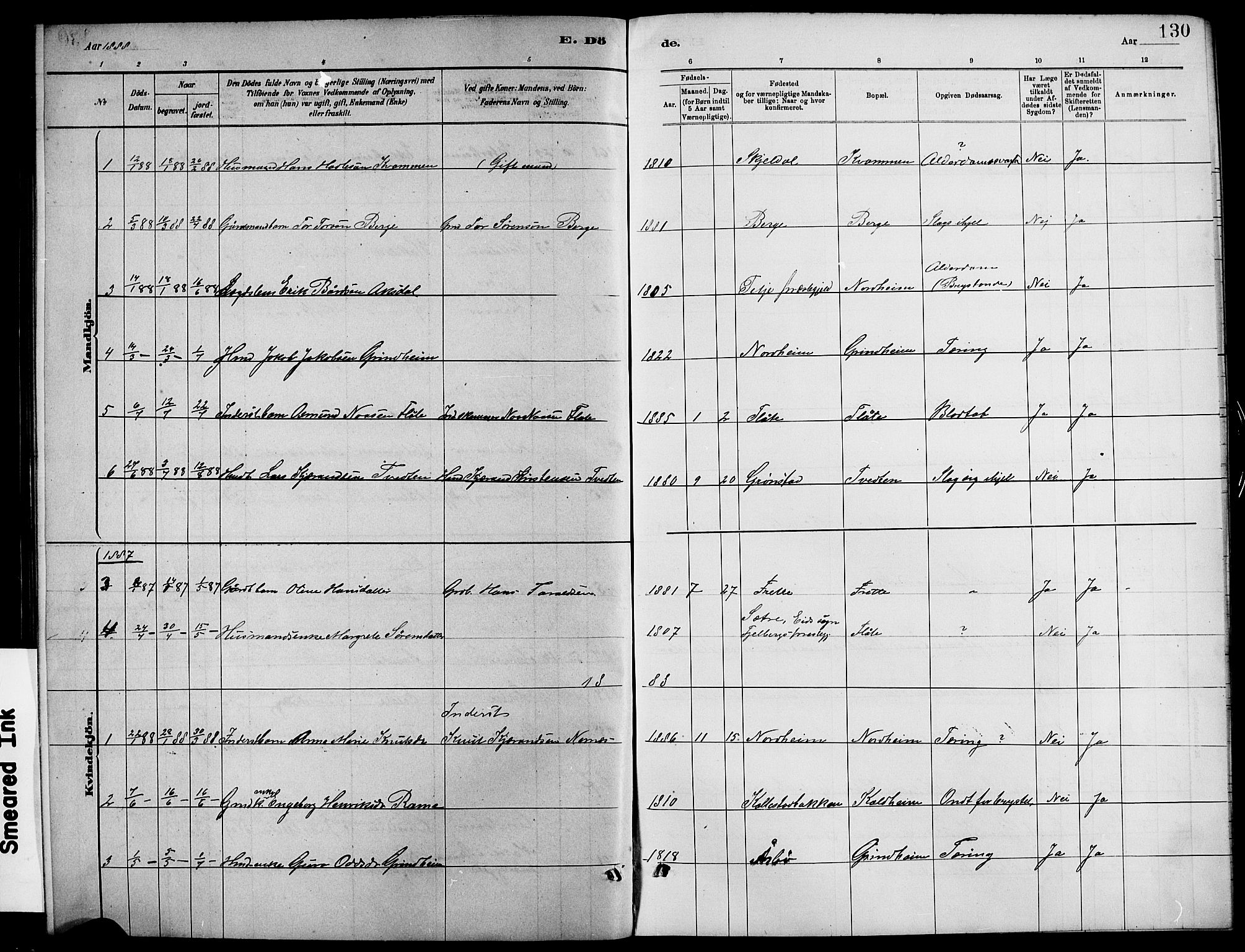 Etne sokneprestembete, SAB/A-75001/H/Hab: Parish register (copy) no. C 4, 1879-1896, p. 130
