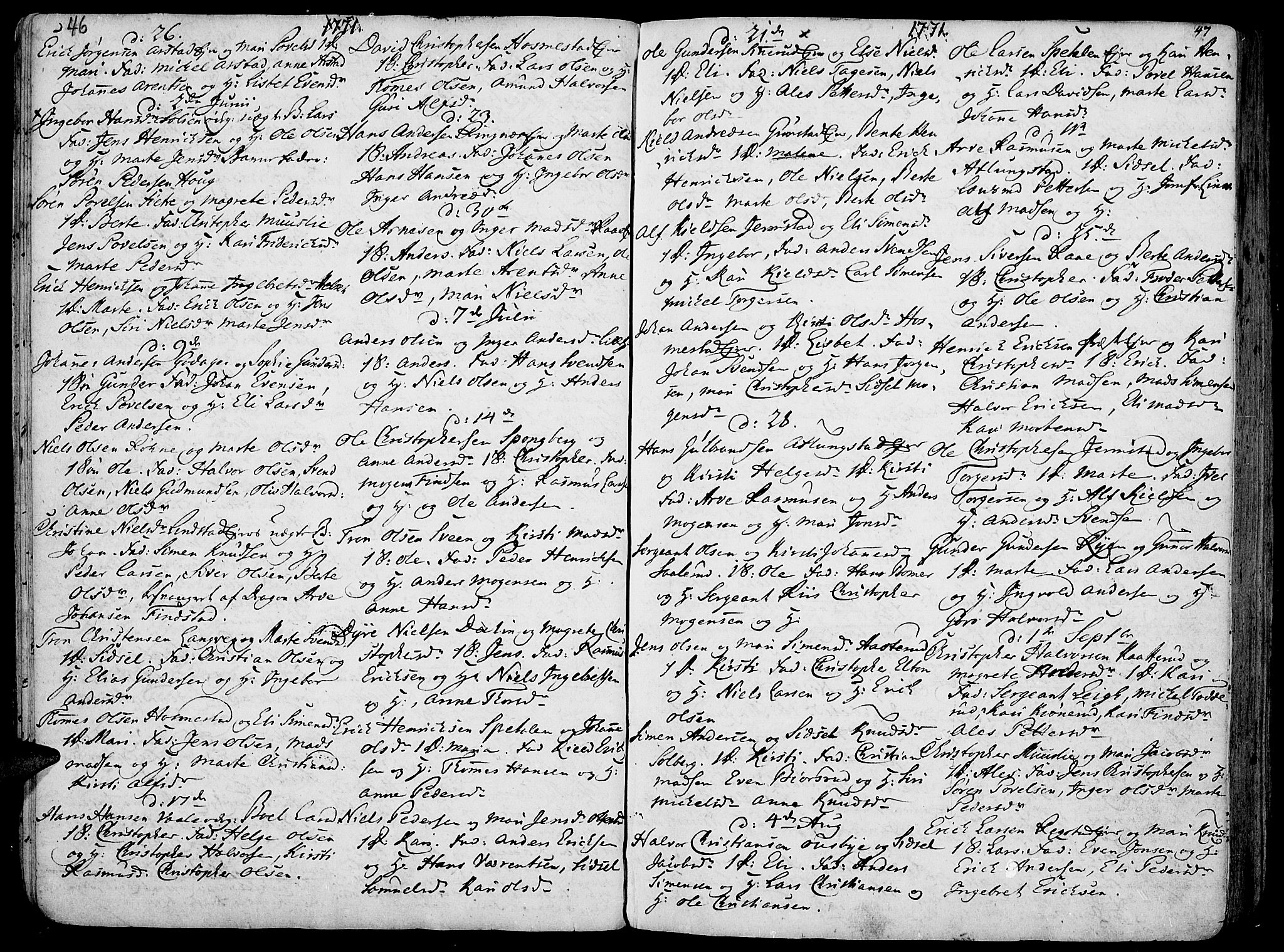 Stange prestekontor, AV/SAH-PREST-002/K/L0006: Parish register (official) no. 6, 1762-1787, p. 46-47