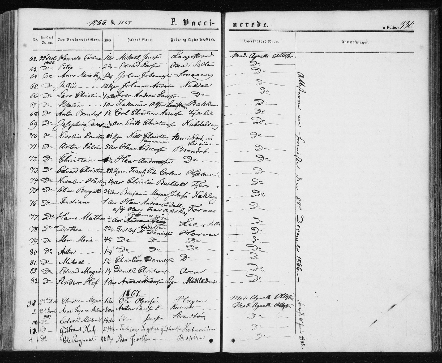 Ministerialprotokoller, klokkerbøker og fødselsregistre - Nord-Trøndelag, SAT/A-1458/780/L0641: Parish register (official) no. 780A06, 1857-1874, p. 330