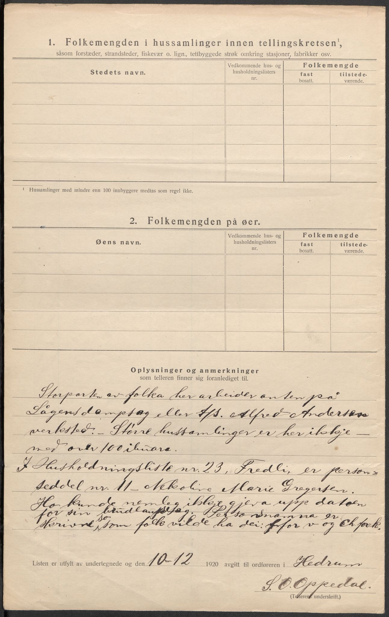 SAKO, 1920 census for Hedrum, 1920, p. 7